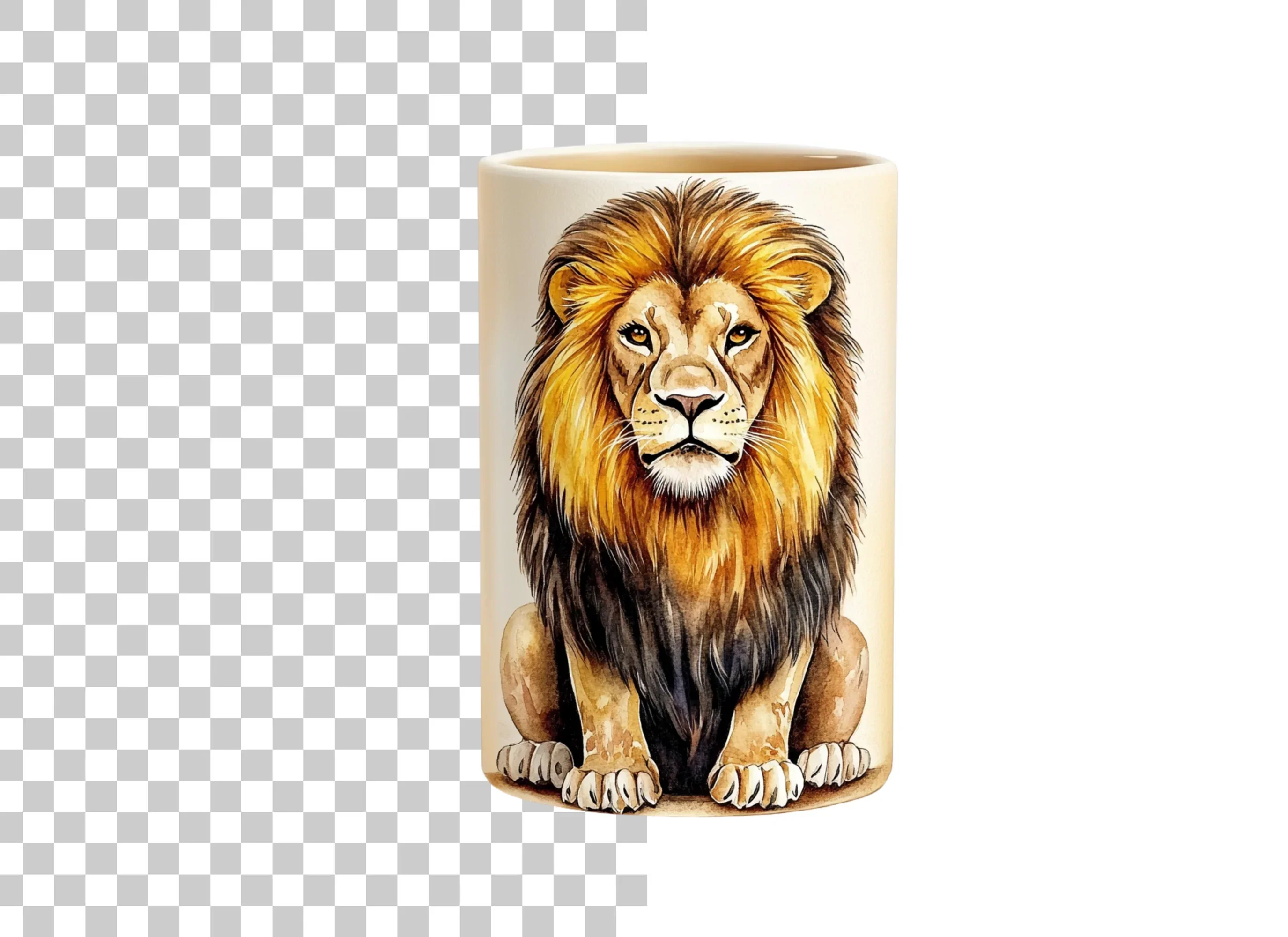Regal Sitting Lion Illustration Clipart Bundle - Image 2