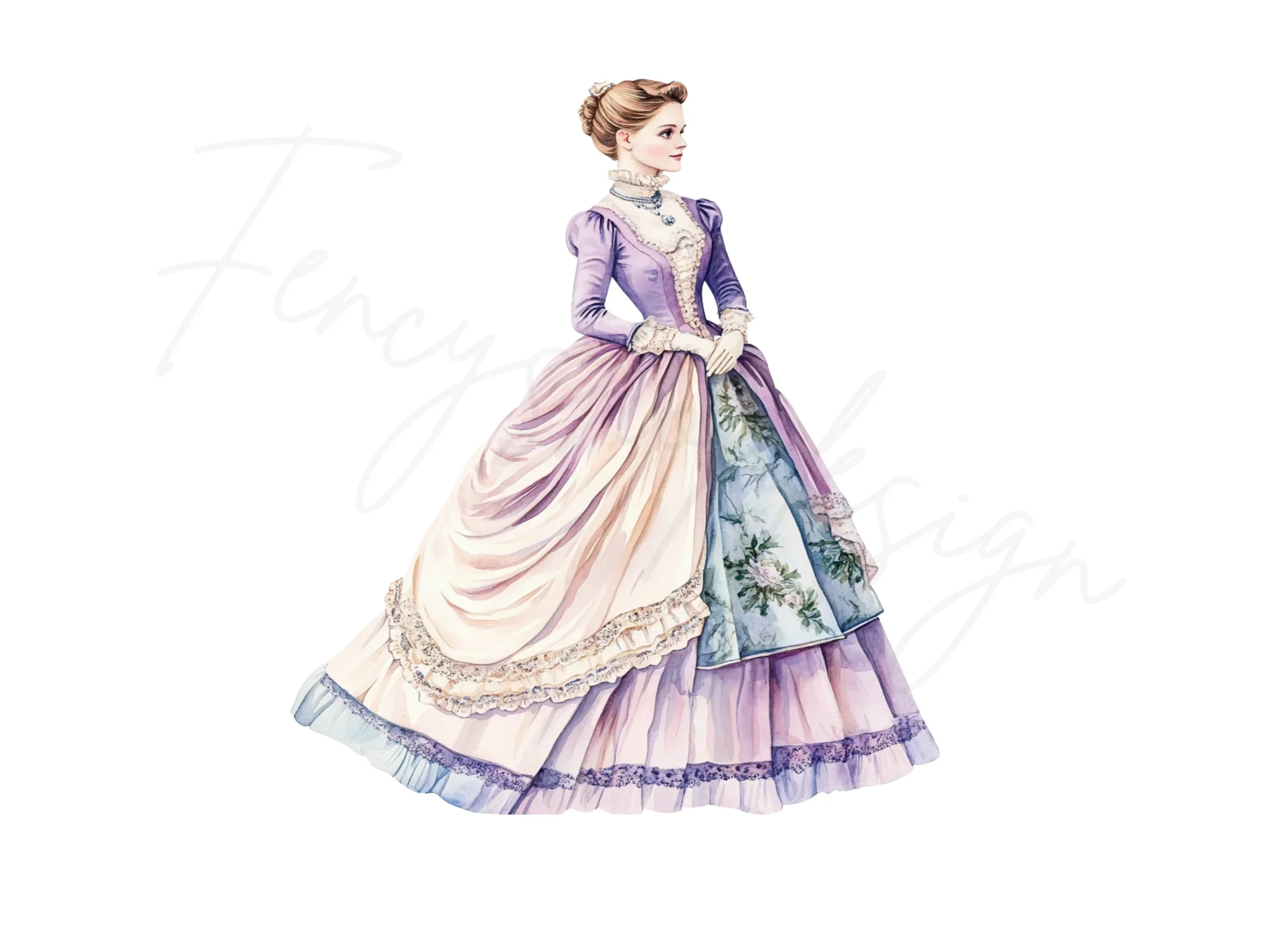 Regal Victorian Gown Clipart Bundle - Image 2