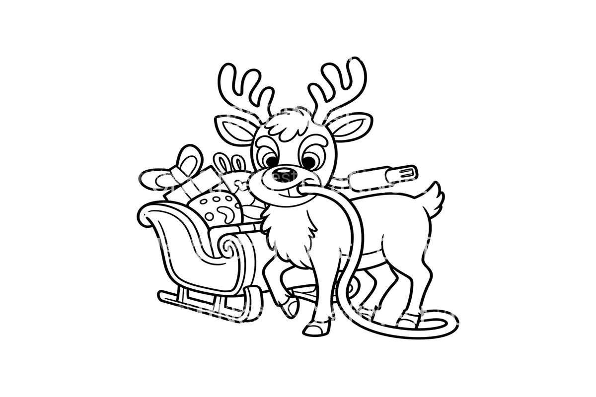 Reindeer and Sleigh Coloring Books - Image 3
