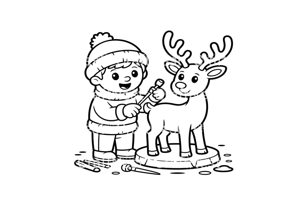 Reindeer Ice Sculpture Coloring Books - Image 3