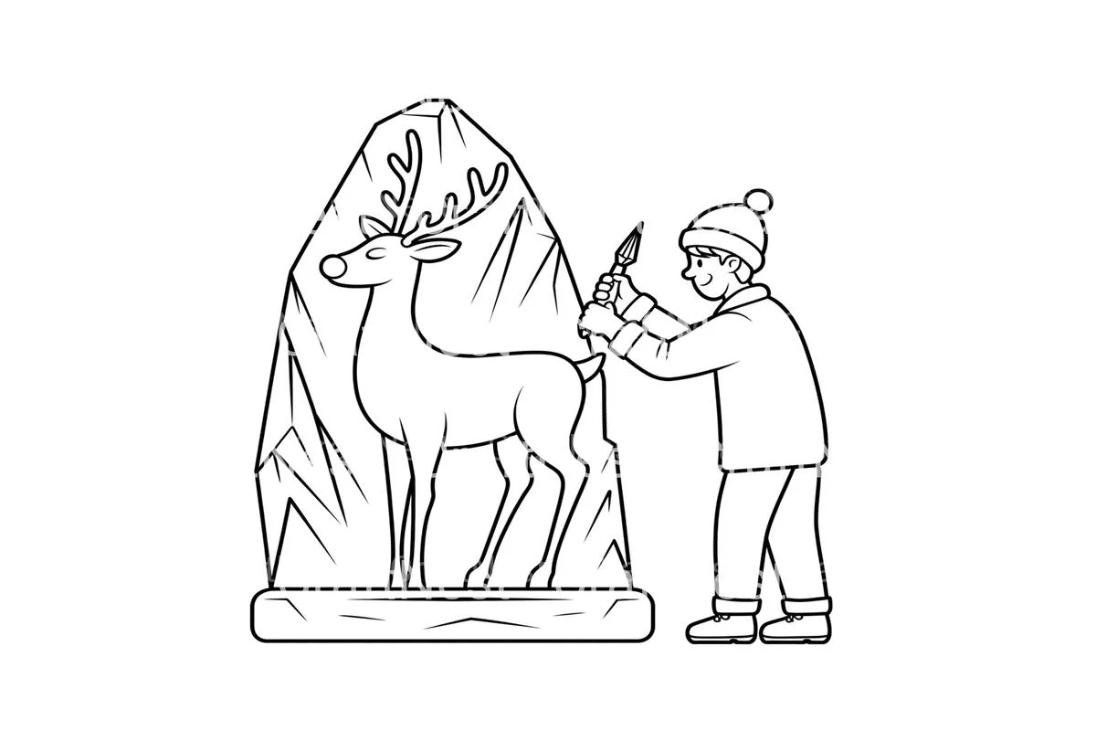 Reindeer Ice Sculpture Coloring Books - Image 4