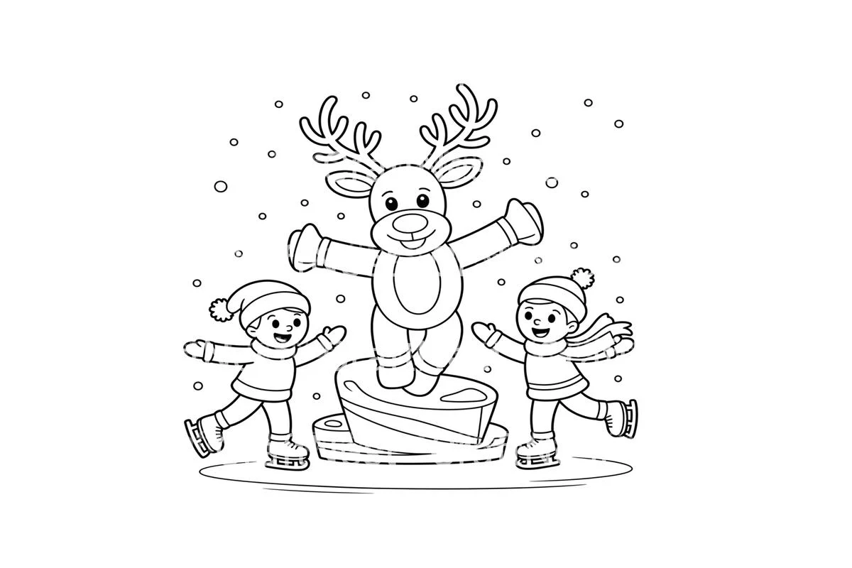 Reindeer Kids Ice Skating Coloring Books - Image 2