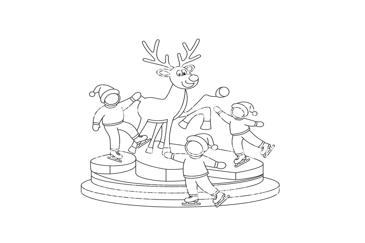Reindeer Kids Ice Skating Coloring Books - Image 4