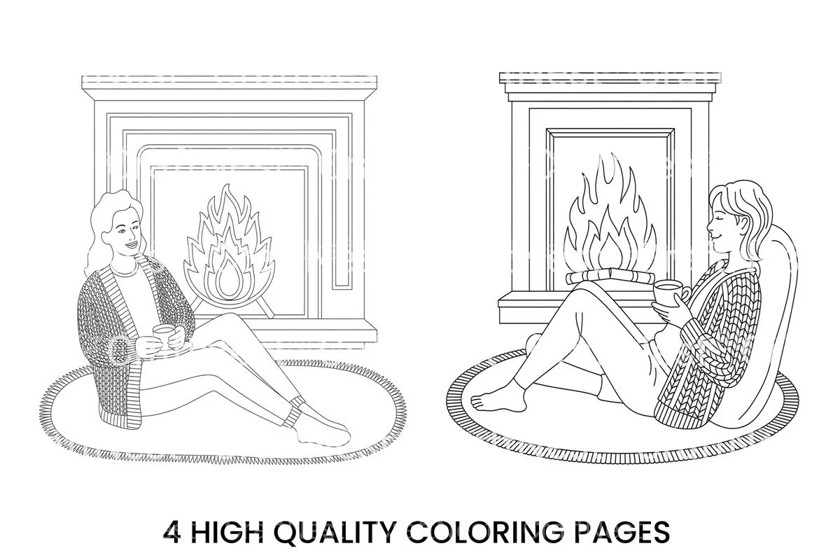 Relaxing by the Fireplace Coloring Books