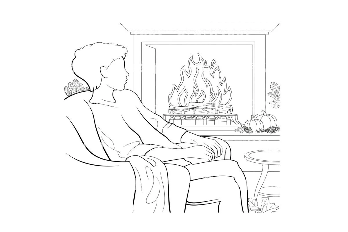 Relaxing Fireplace Scenes Coloring Books - Image 4