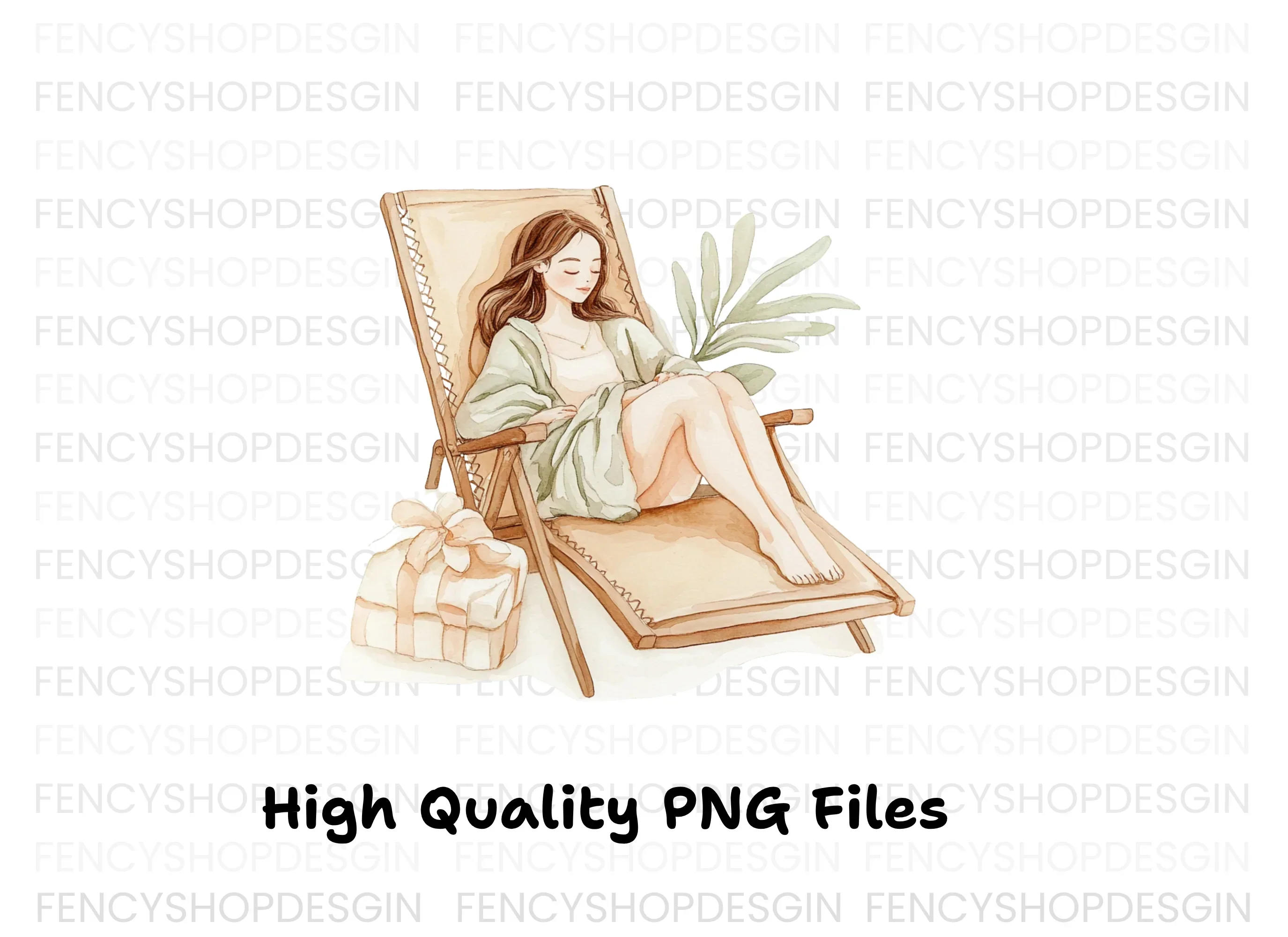 Relaxing Woman on Beach Chair Clipart Bundle - Image 2