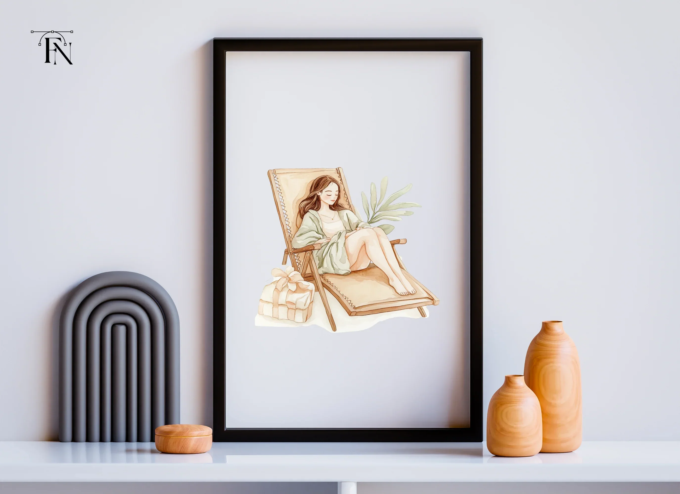Relaxing Woman on Beach Chair Clipart Bundle - Image 3