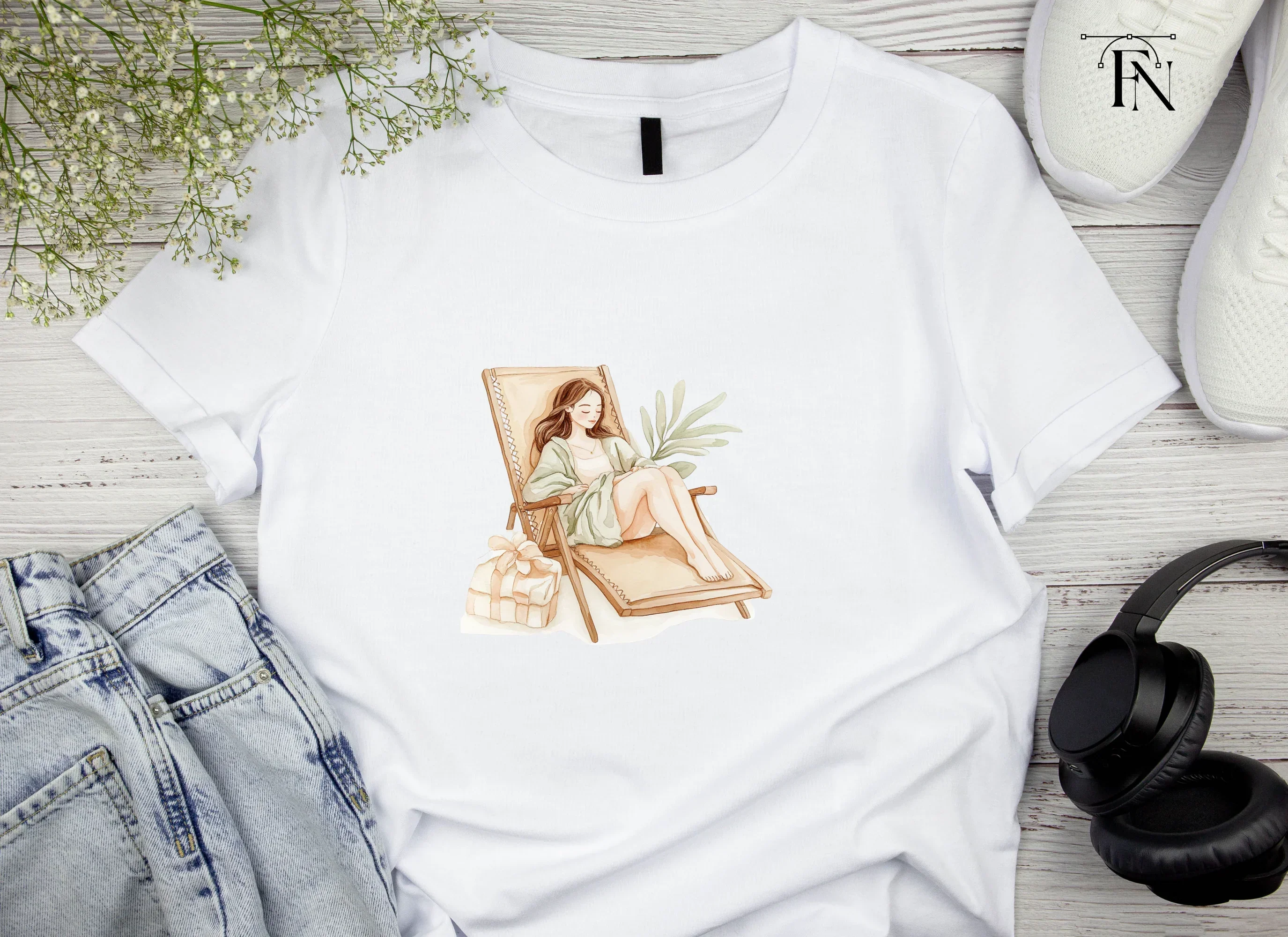 Relaxing Woman on Beach Chair Clipart Bundle - Image 5