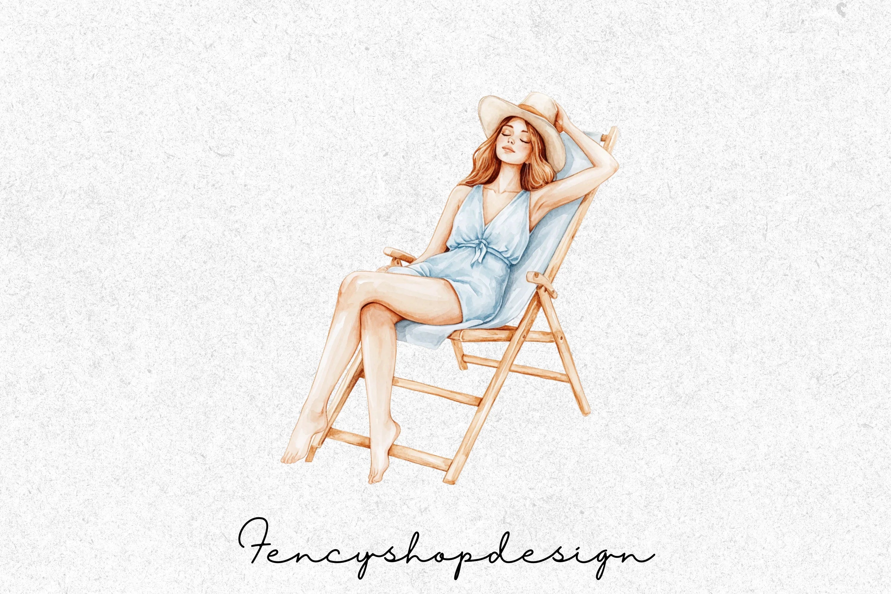 Relaxing Women Beach Lounge Clipart Bundle - Image 3