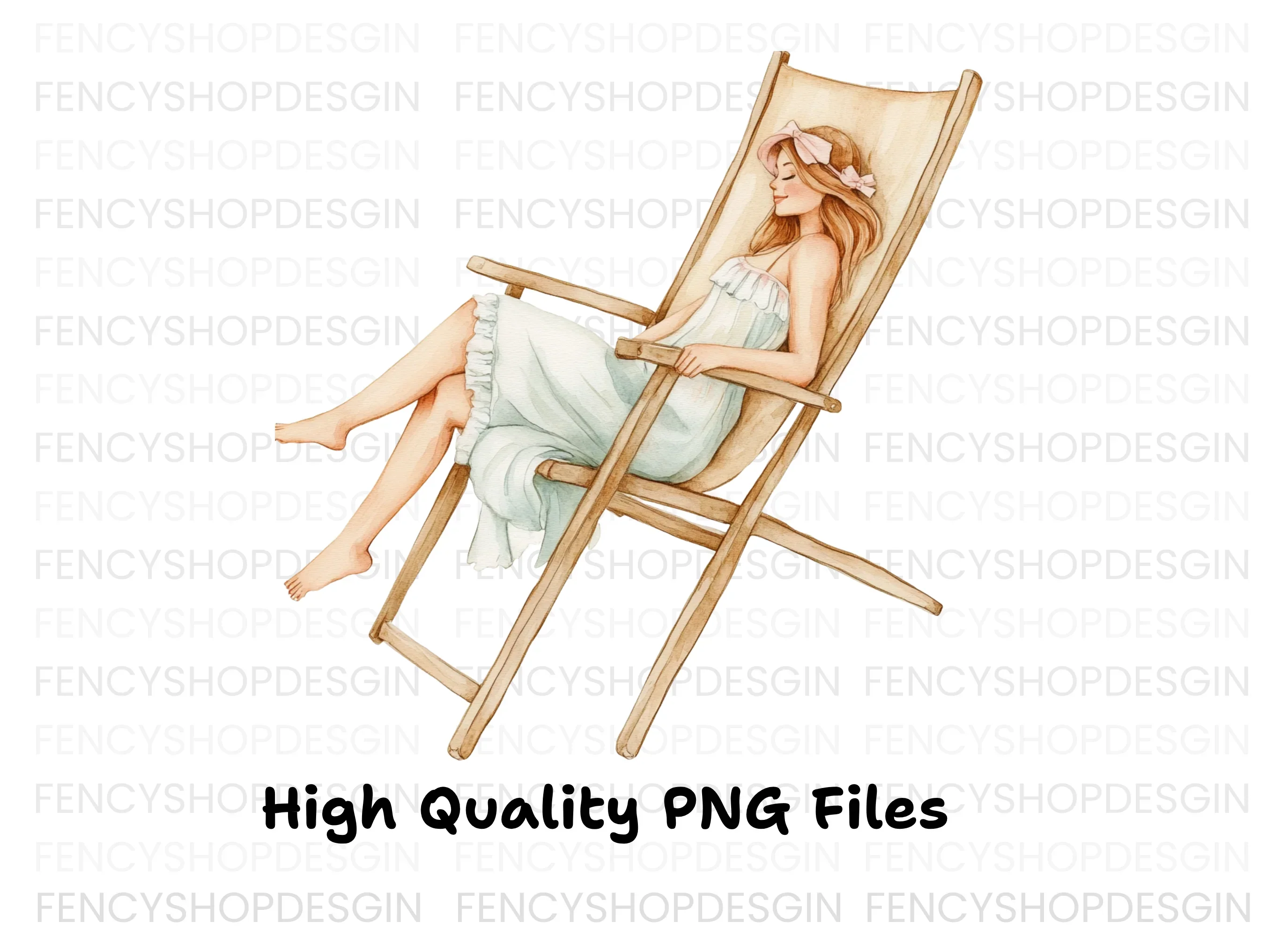 Relaxing Women on Beach Chairs Clipart Bundle - Image 3