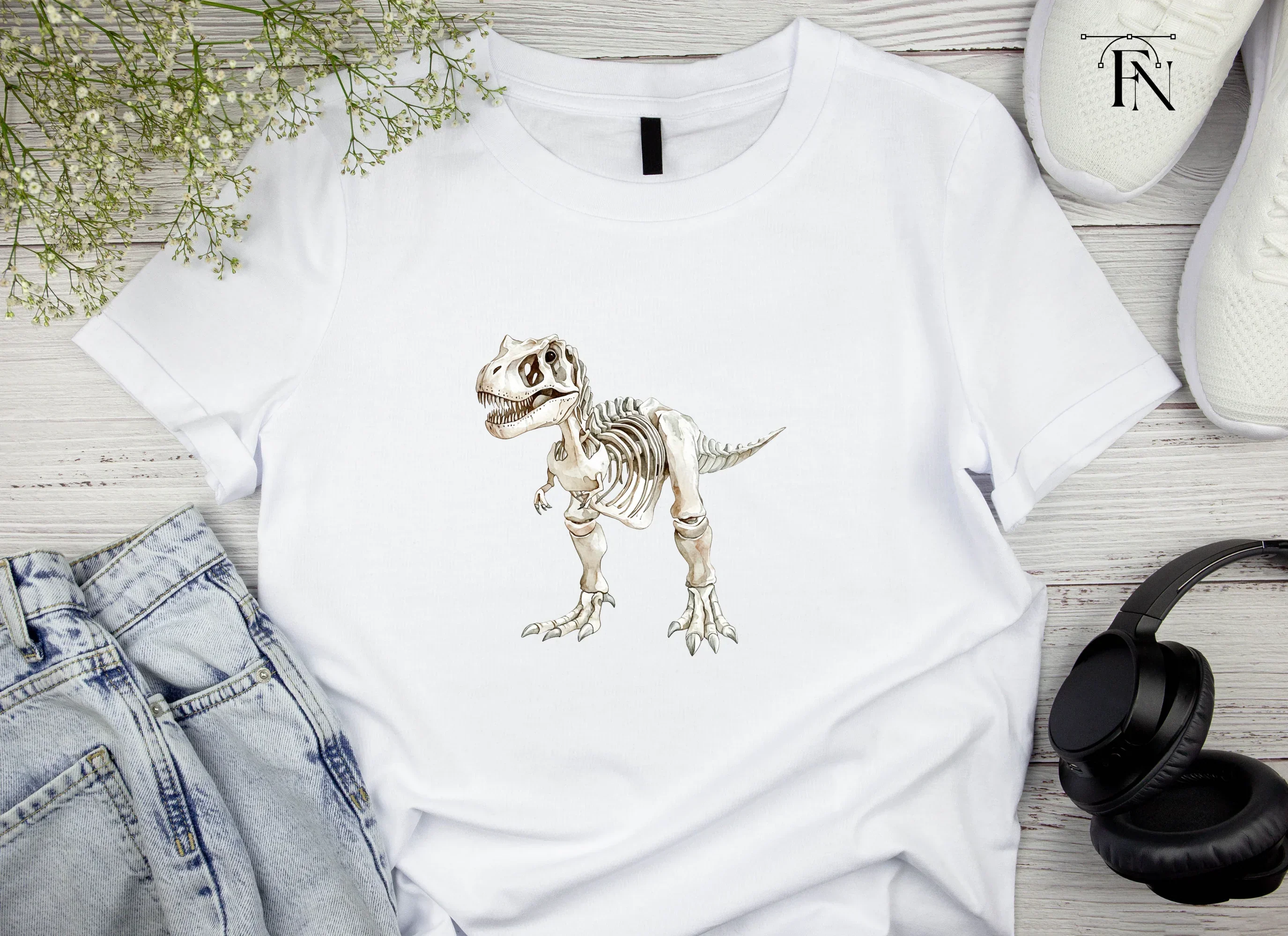 Rex Dinosaur Skeleton Clipart Bundle - Image 4