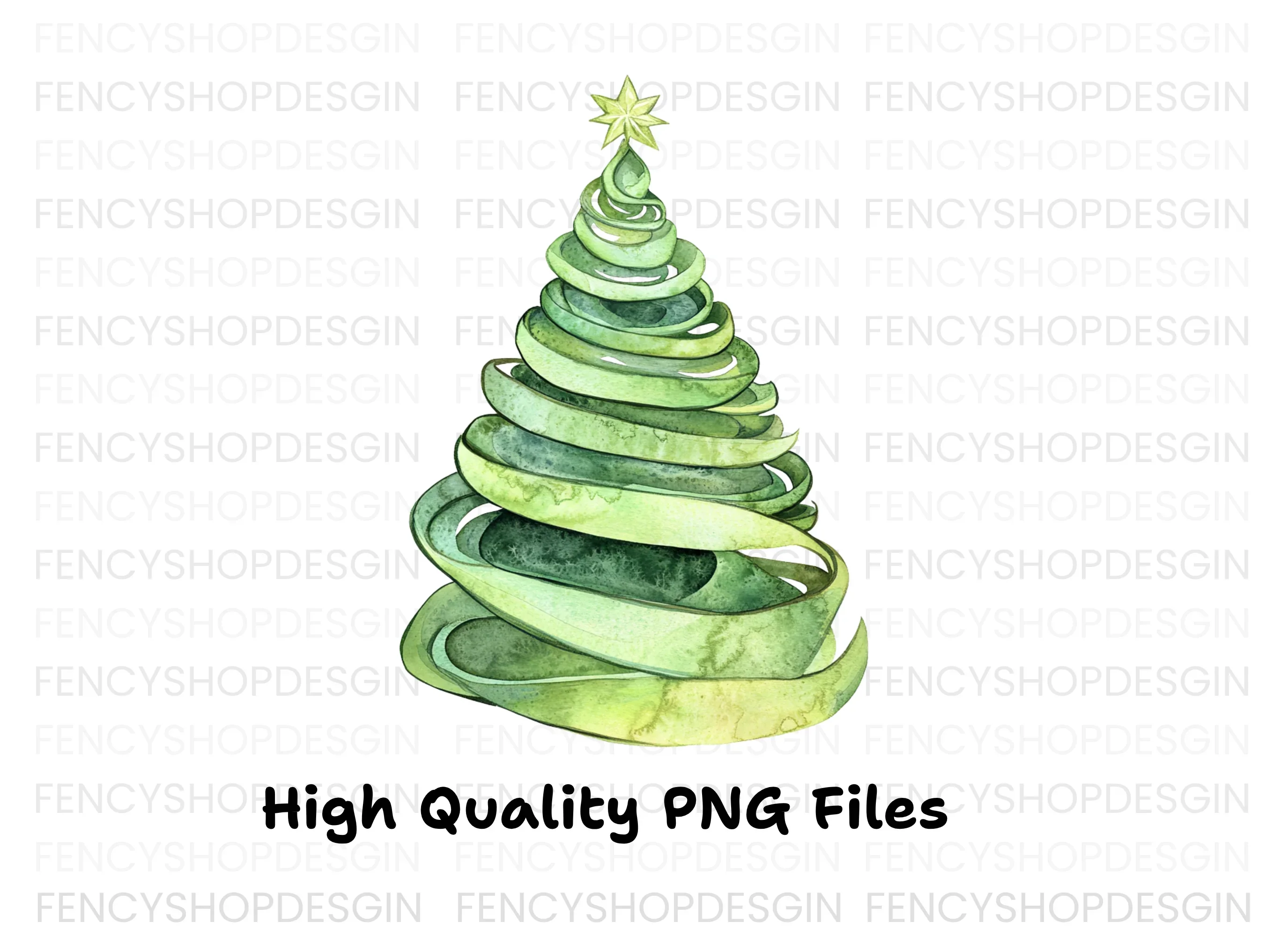 Ribbon Christmas Tree Clipart Bundle - Image 2