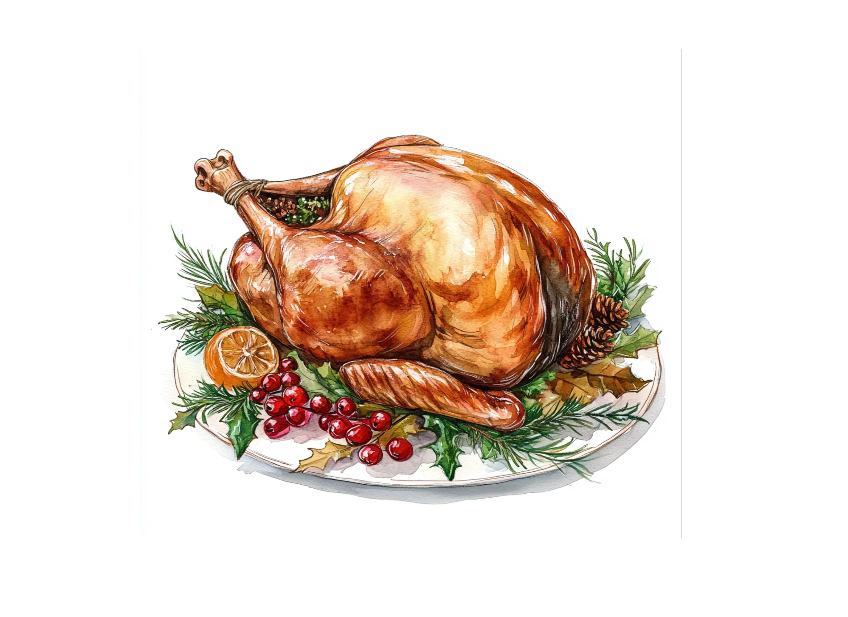 Roasted Turkey Thanksgiving Clipart Bundle - Image 3