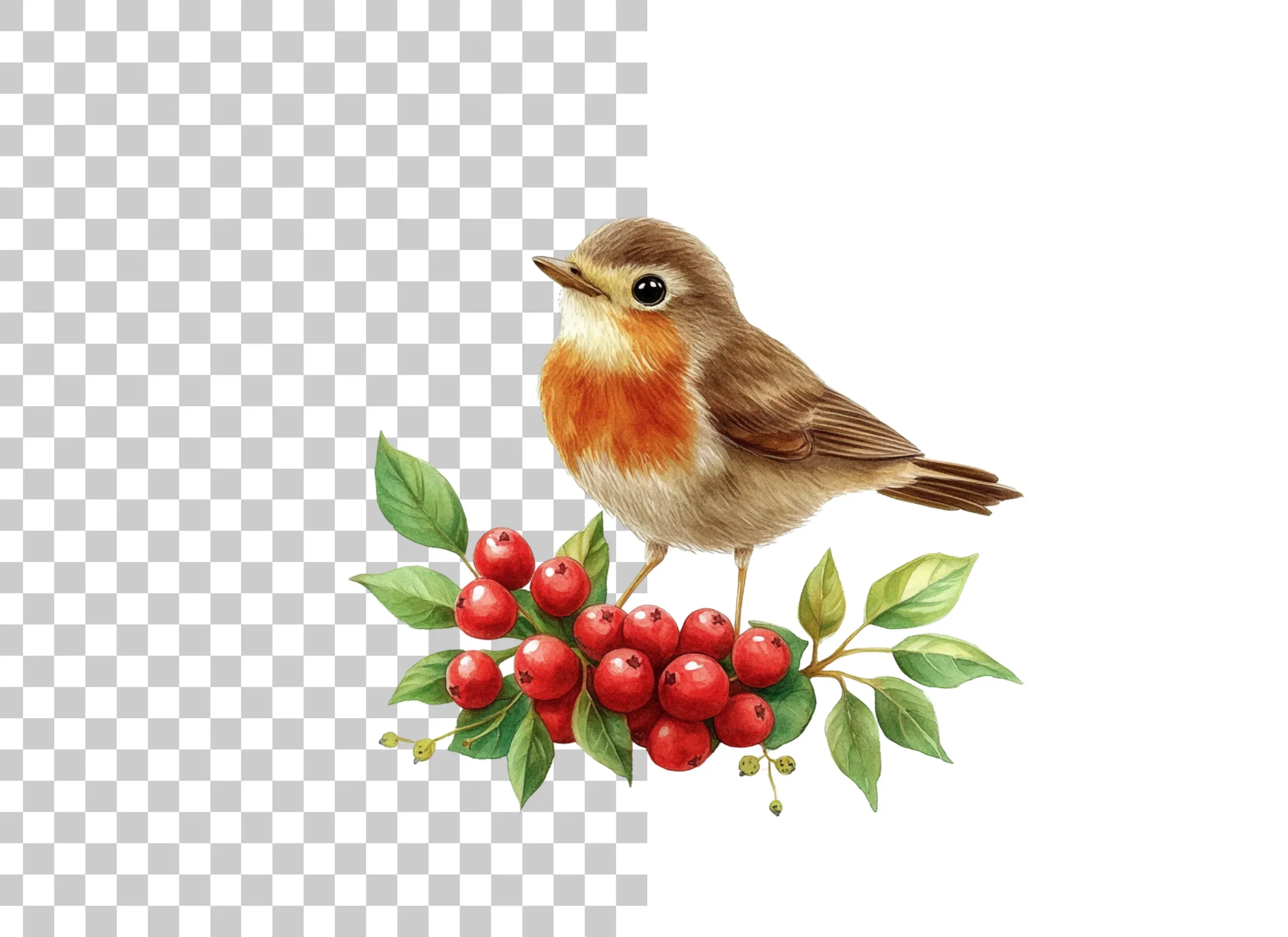Robins with Holly Berries Clipart Bundle - Image 2