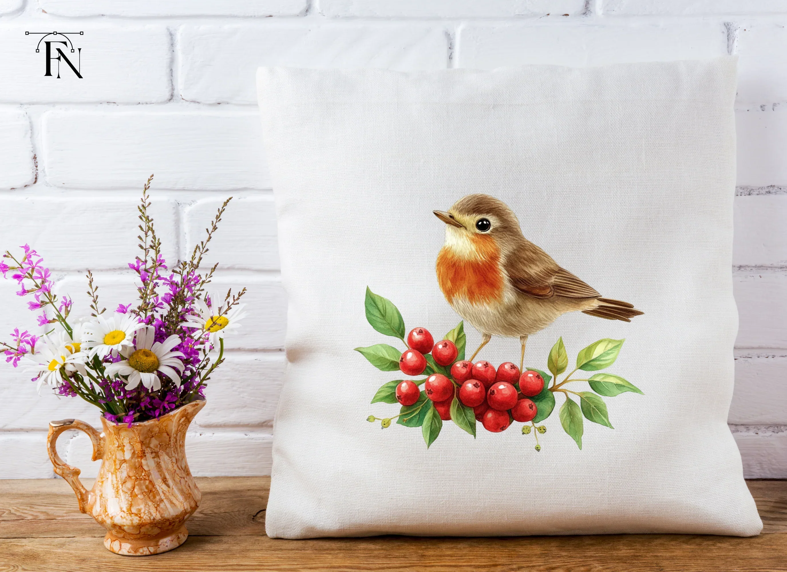 Robins with Holly Berries Clipart Bundle - Image 5