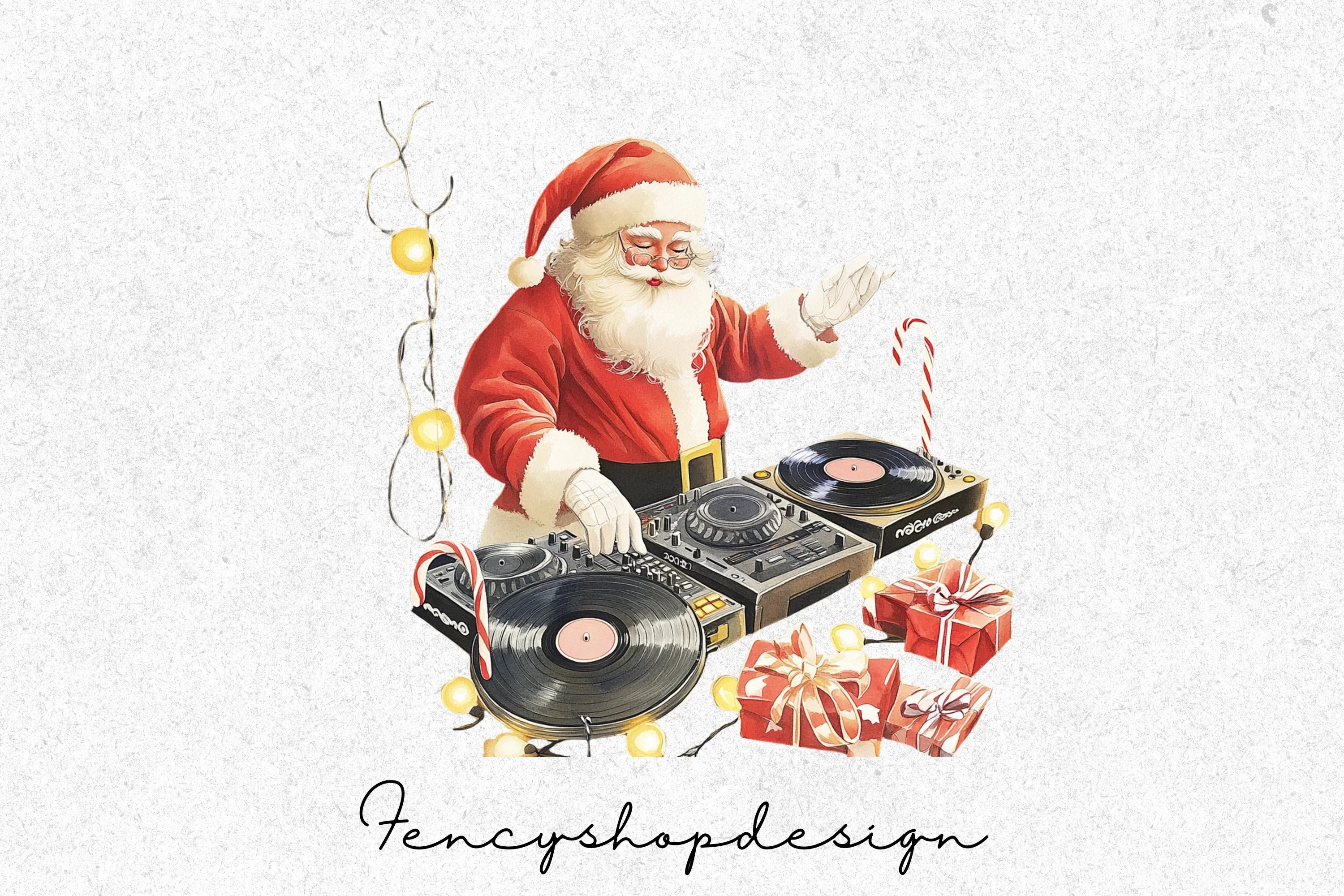 Rockstar Santa & Cozy Christmas Scene Clipart Bundle - Image 3