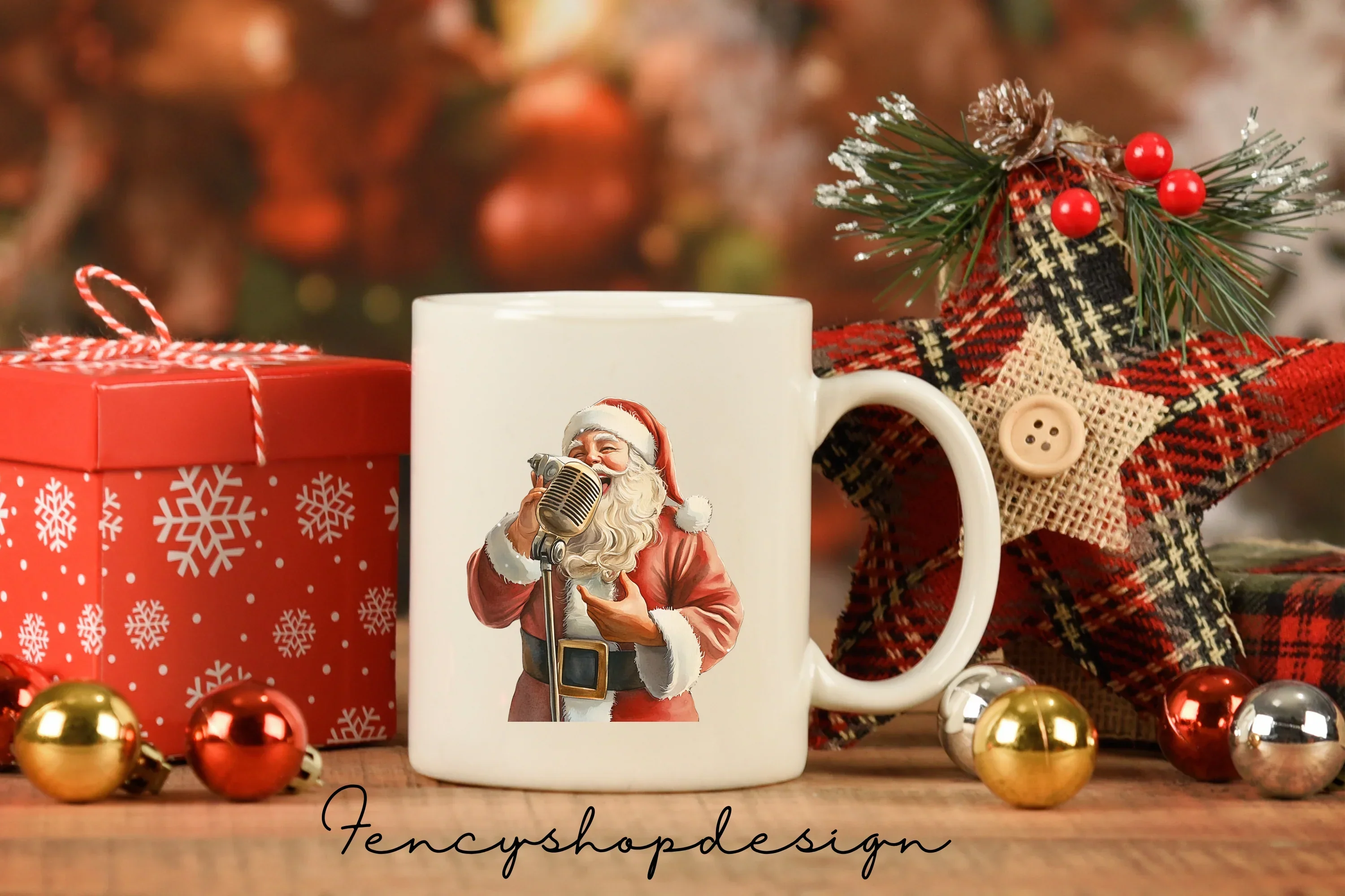Rockstar Santa & Cozy Christmas Scene Clipart Bundle - Image 7