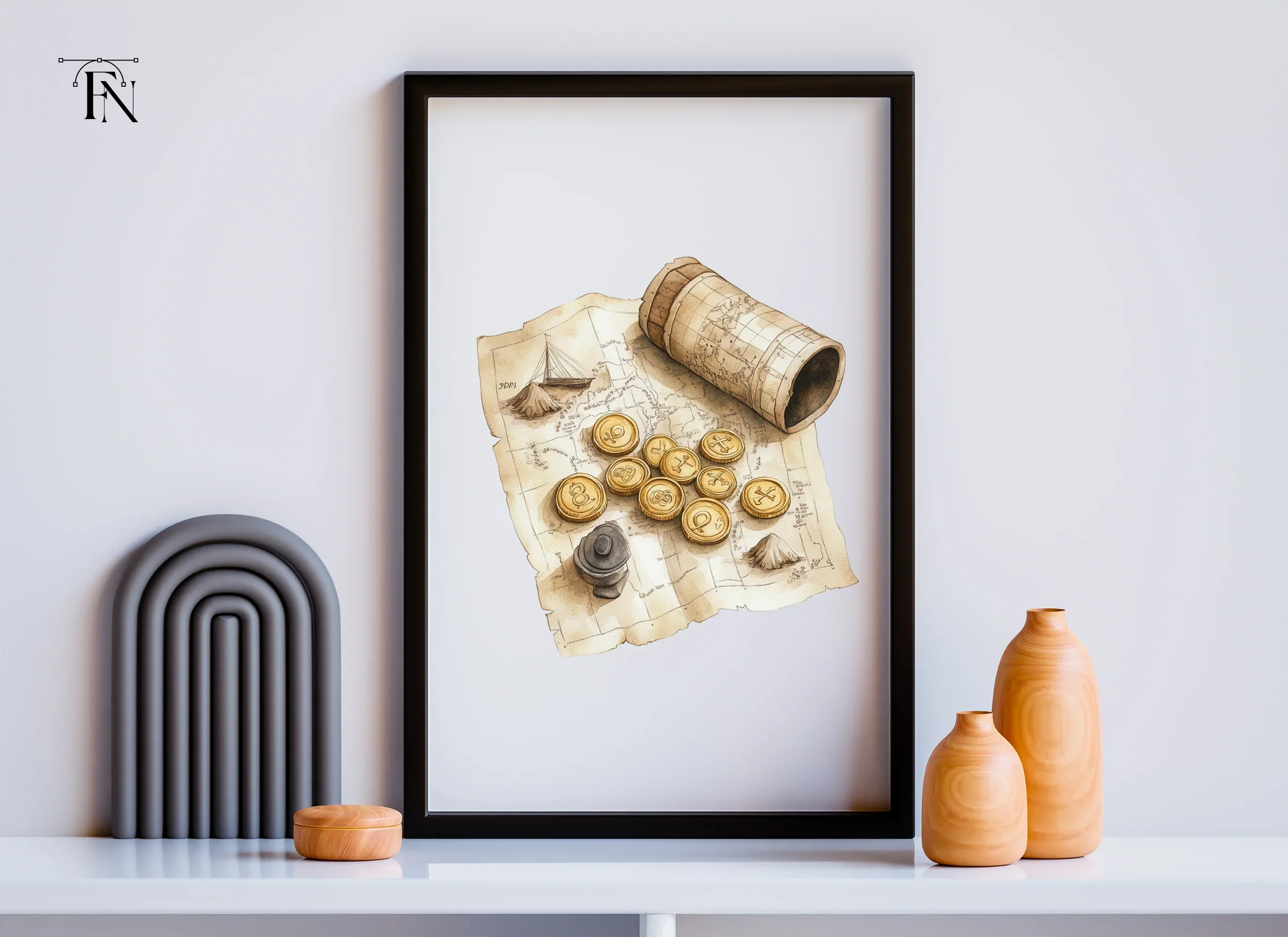 Rolled Map and Coins Clipart Bundle - Image 6