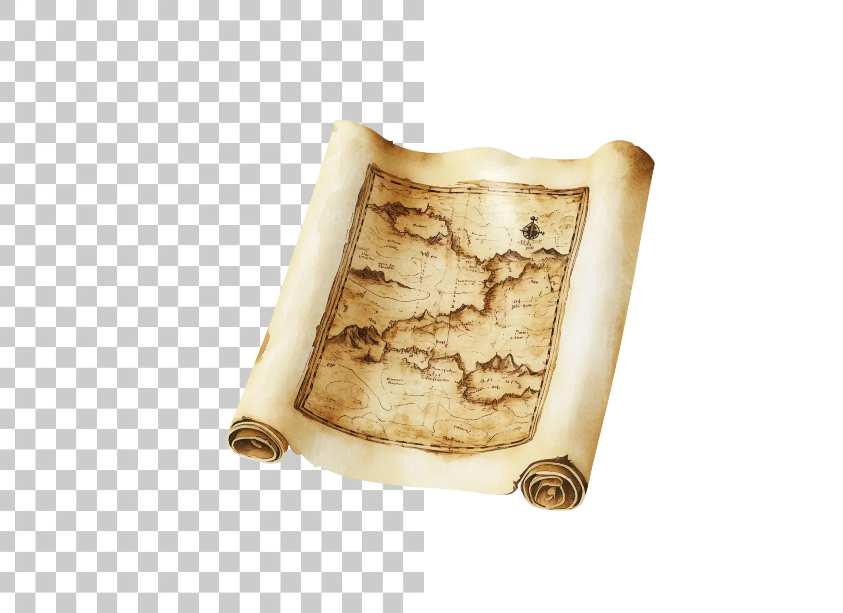 Rolled Up Treasure Map Clipart Bundle - Image 2