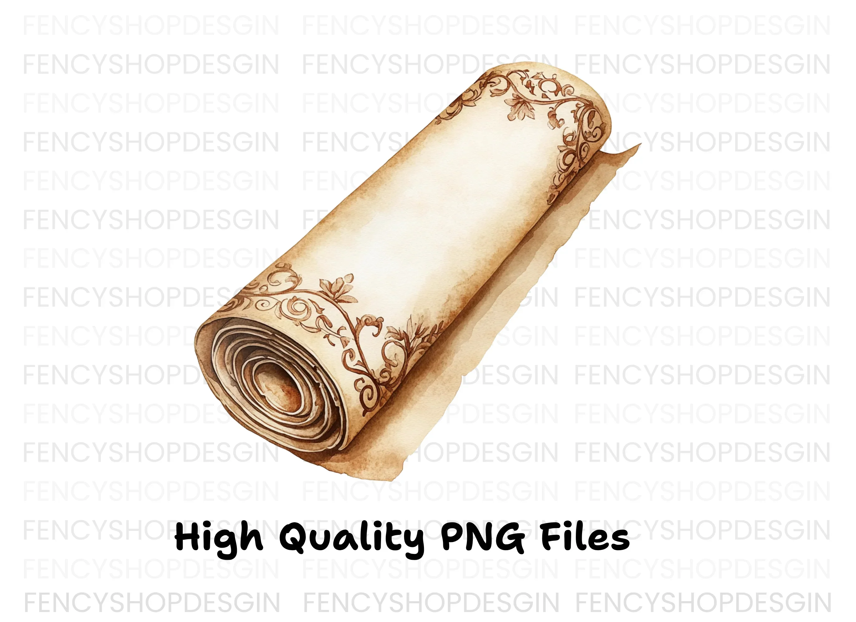 Rolled Vintage Parchment Scroll Clipart Bundle - Image 3