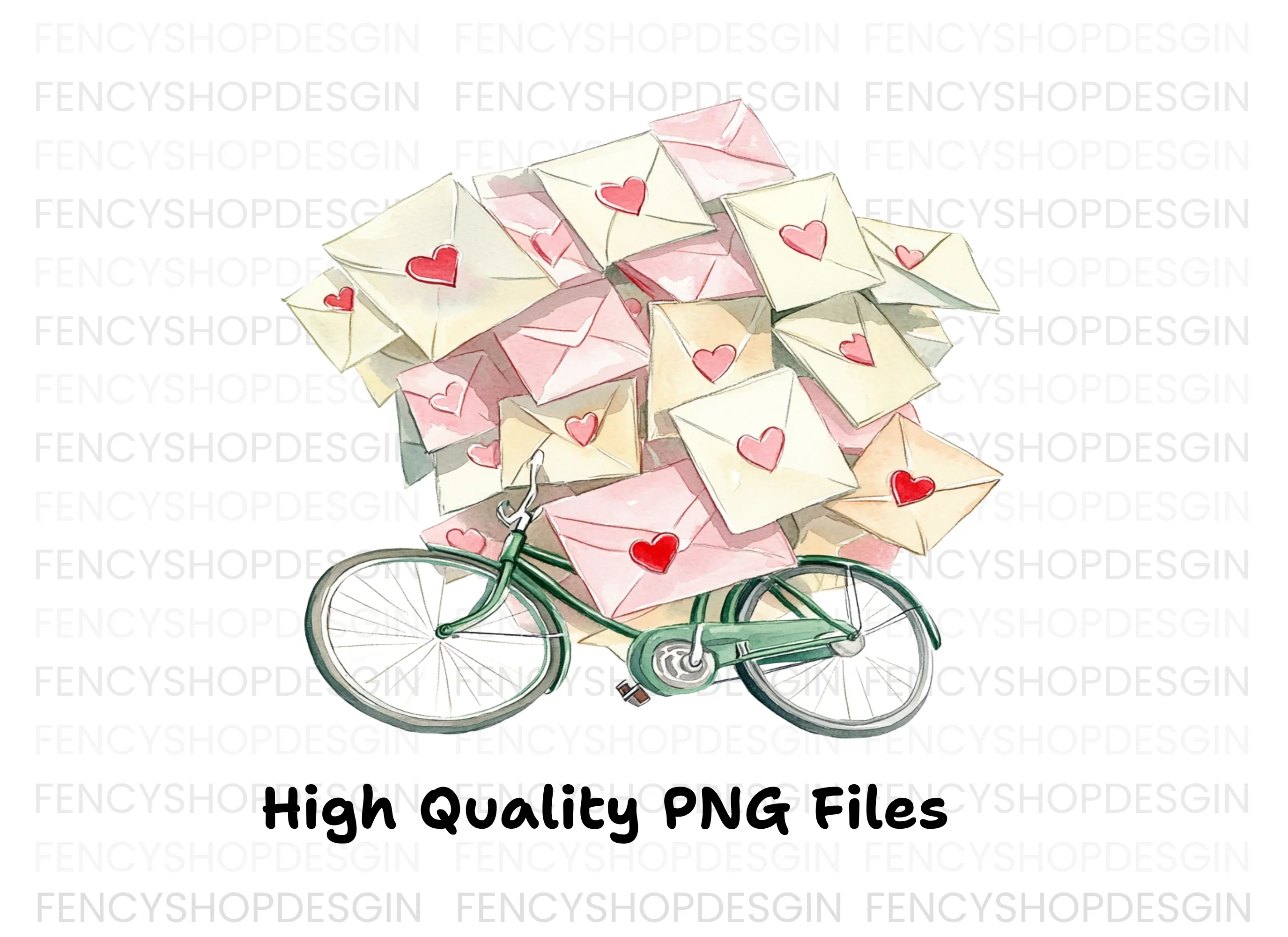 Romantic Bicycle Mail Clipart Bundle - Image 3