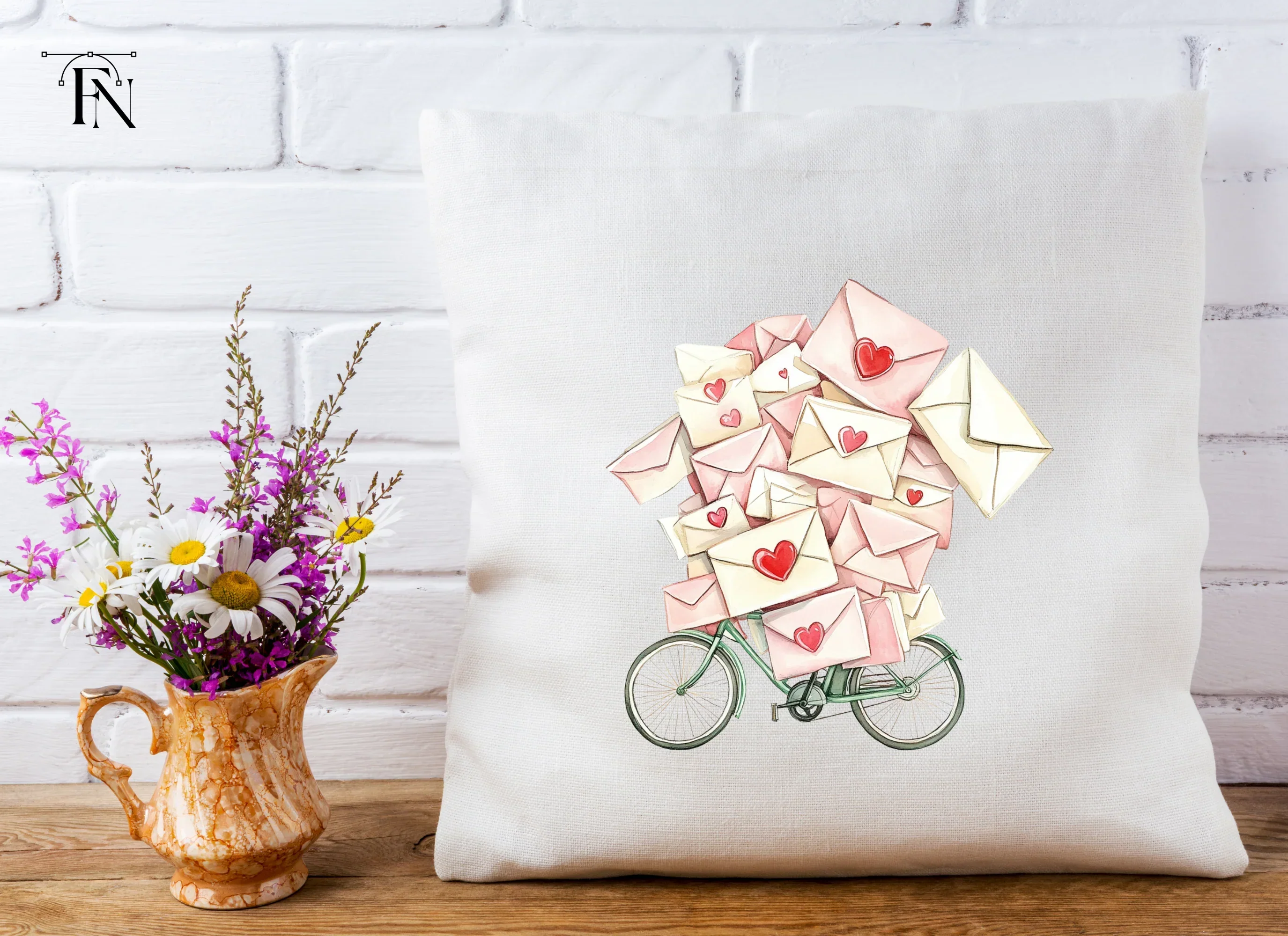 Romantic Bicycle Mail Clipart Bundle - Image 5