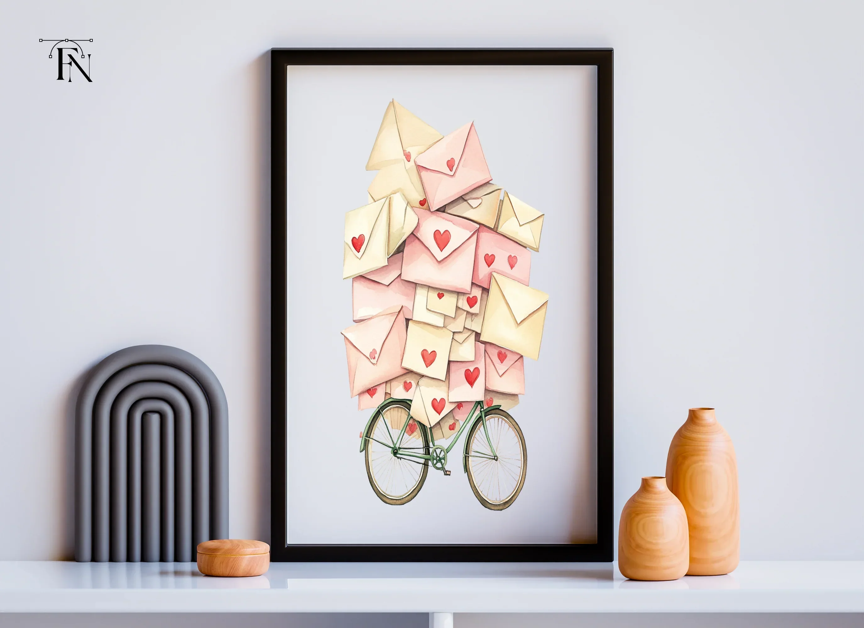 Romantic Bicycle Mail Clipart Bundle - Image 6