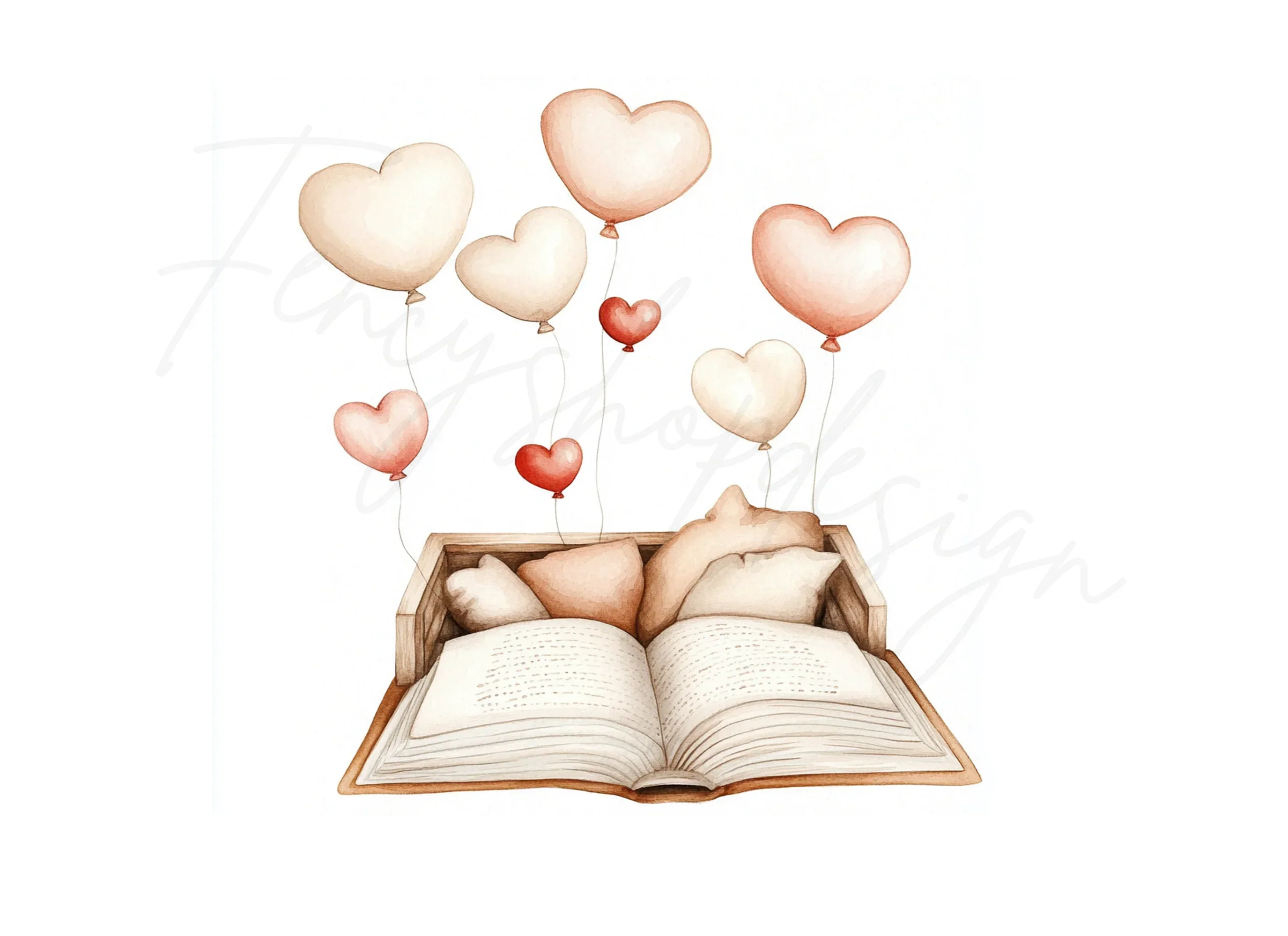 Romantic Book and Balloon Clipart Bundle - Image 2