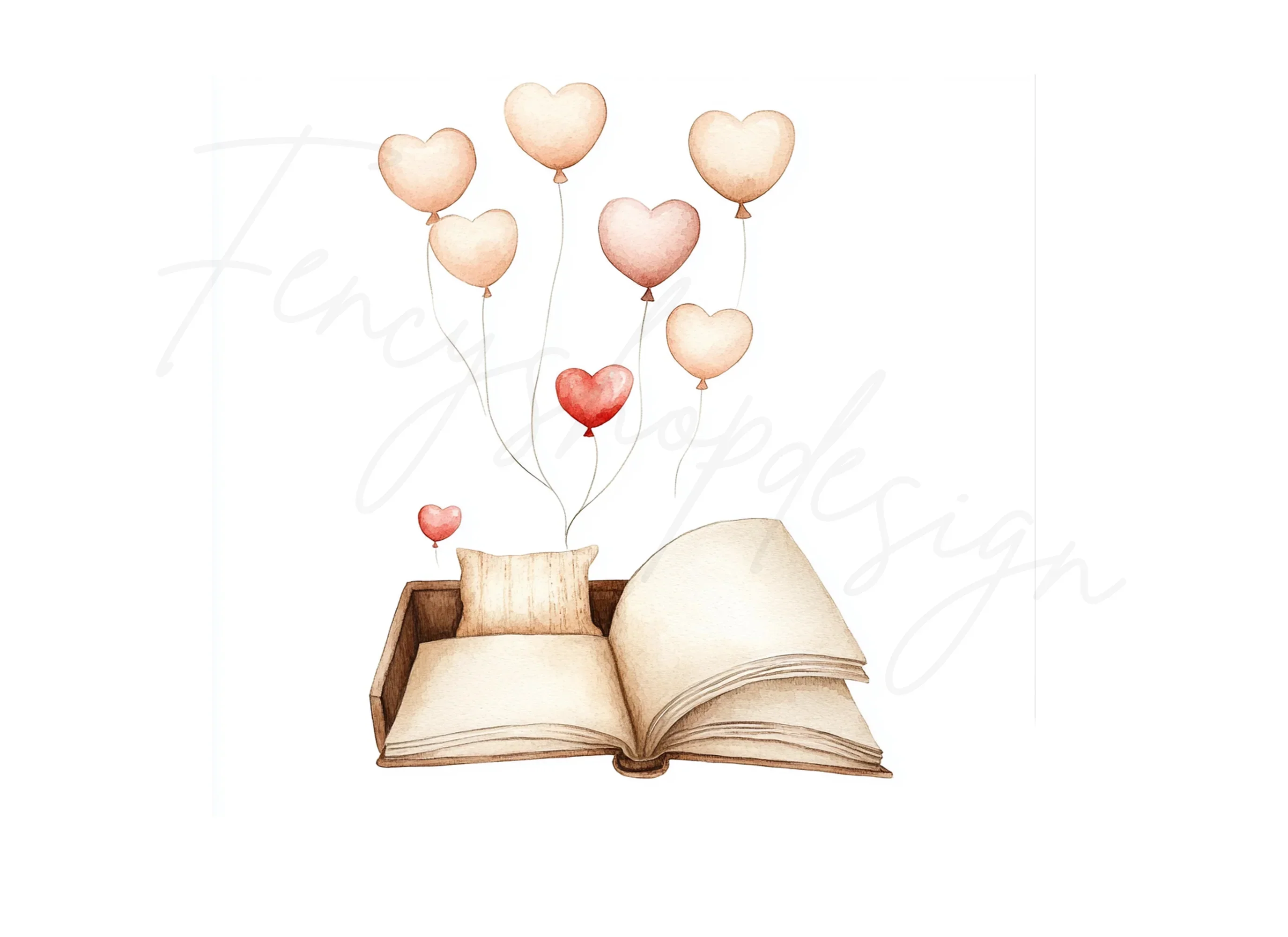 Romantic Book and Balloon Clipart Bundle - Image 3