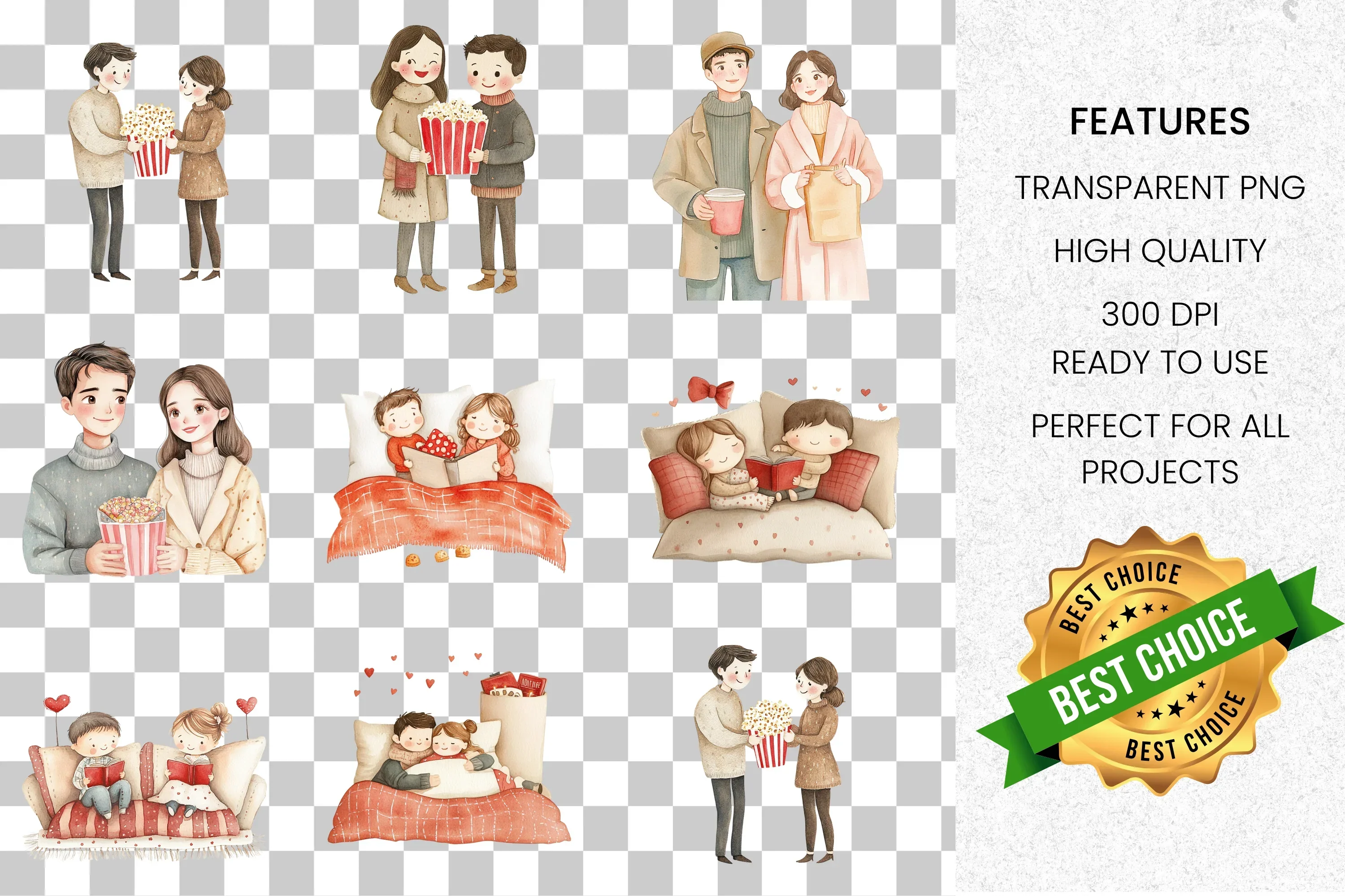 Romantic Couple Clipart Bundle - Image 3