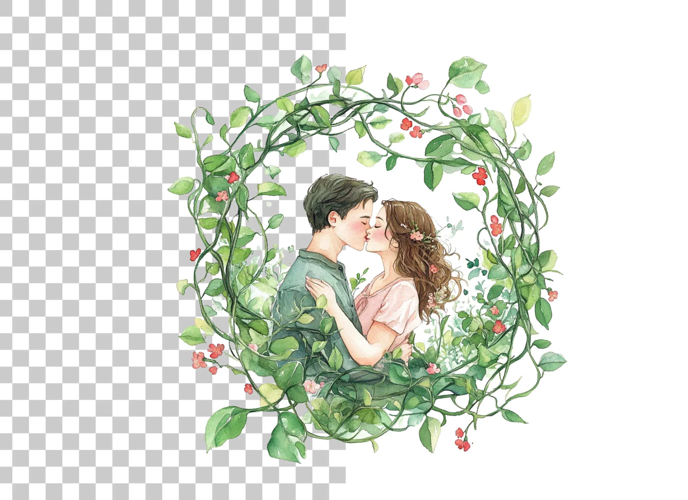 Romantic Couple Kissing Clipart Bundle - Image 6