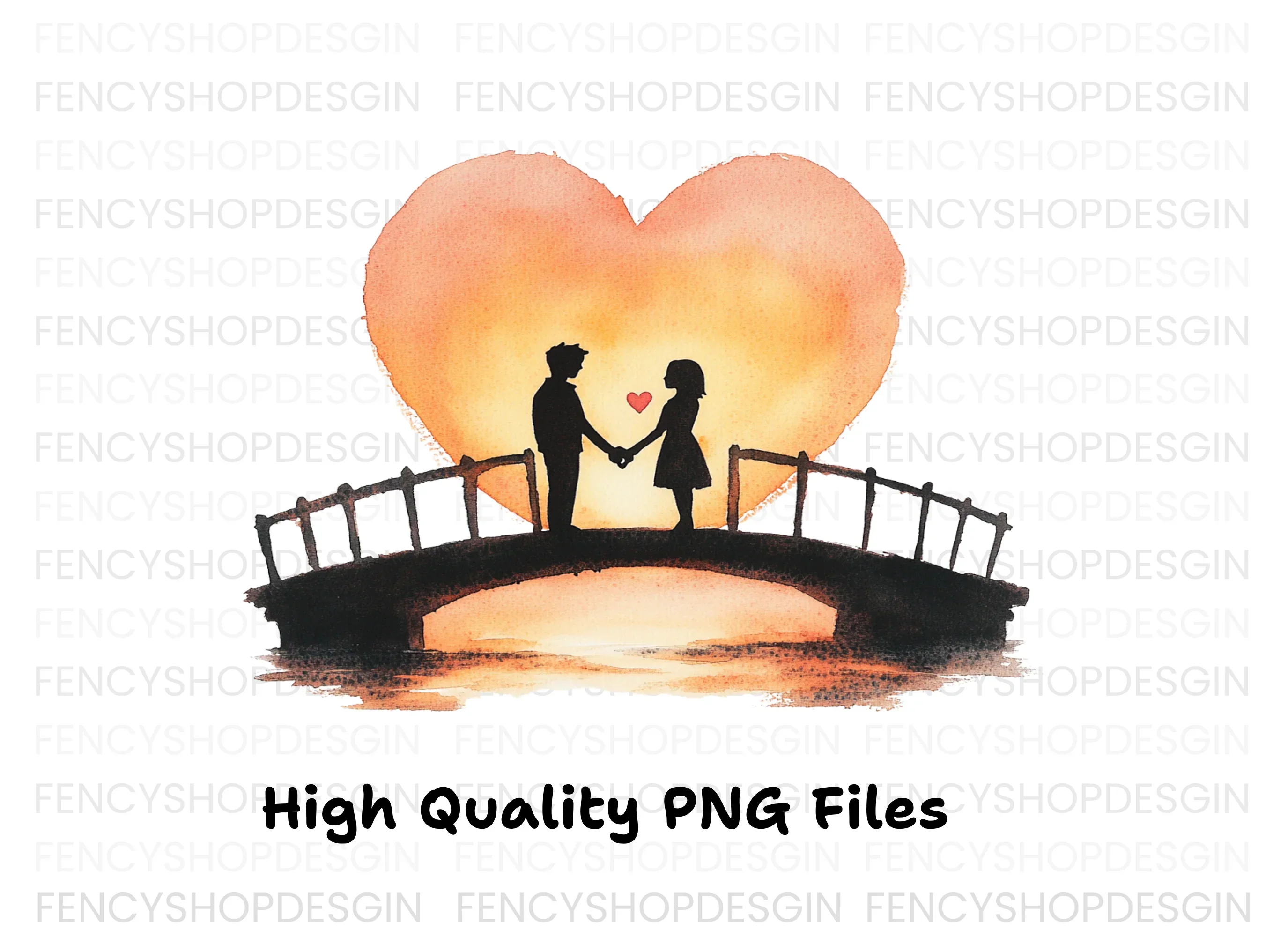Romantic Couple on Bridge at Sunset Clipart Bundle - Image 3