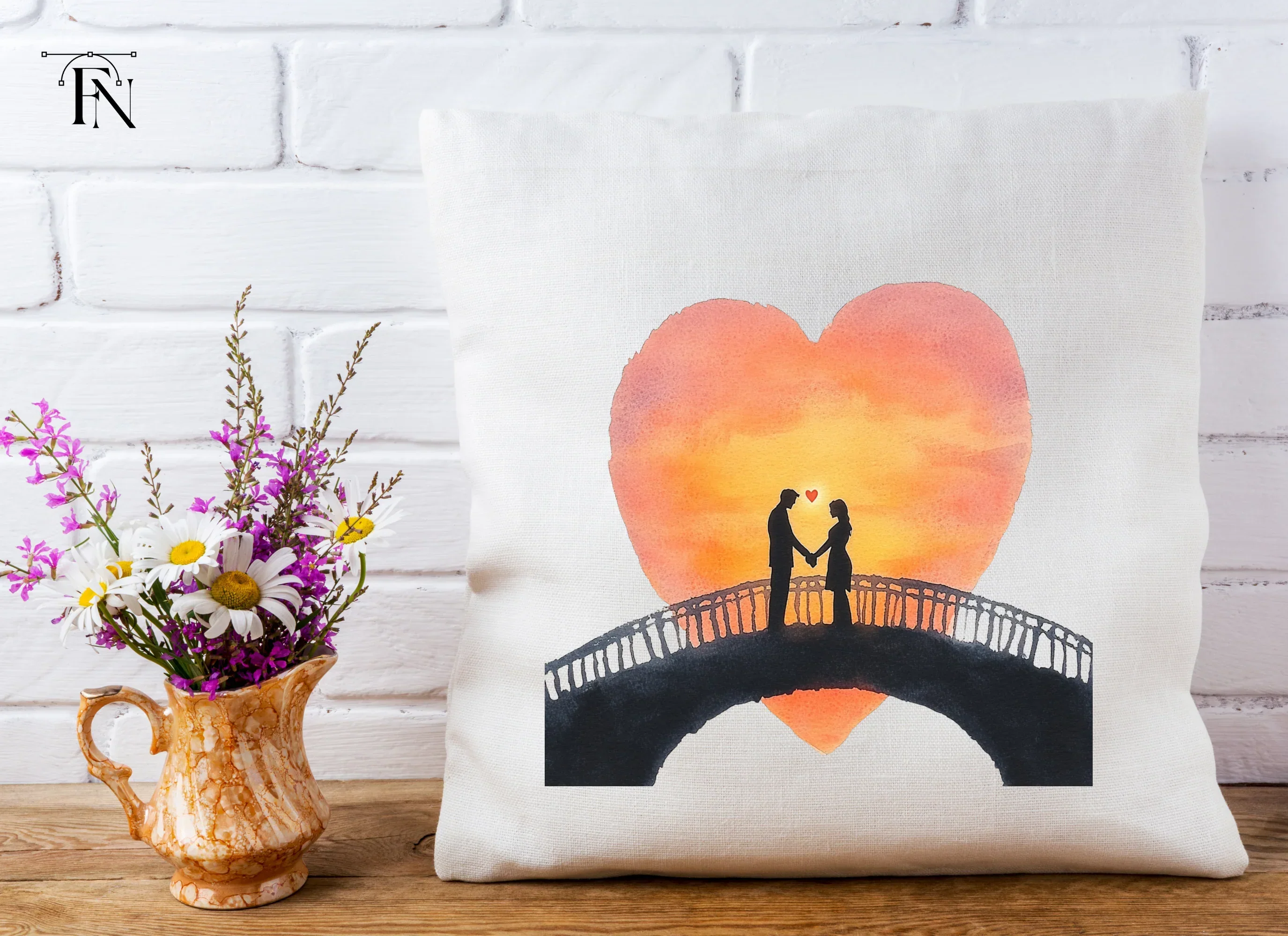 Romantic Couple on Bridge at Sunset Clipart Bundle - Image 5