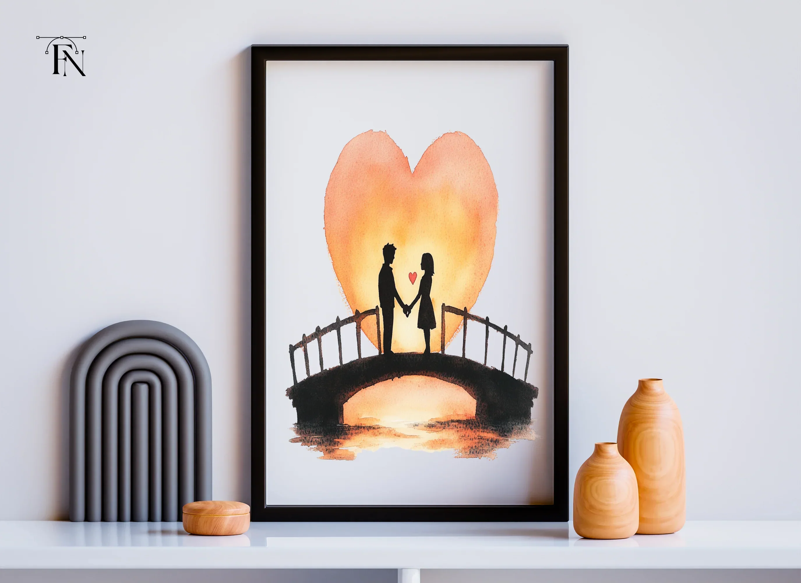 Romantic Couple on Bridge at Sunset Clipart Bundle - Image 6