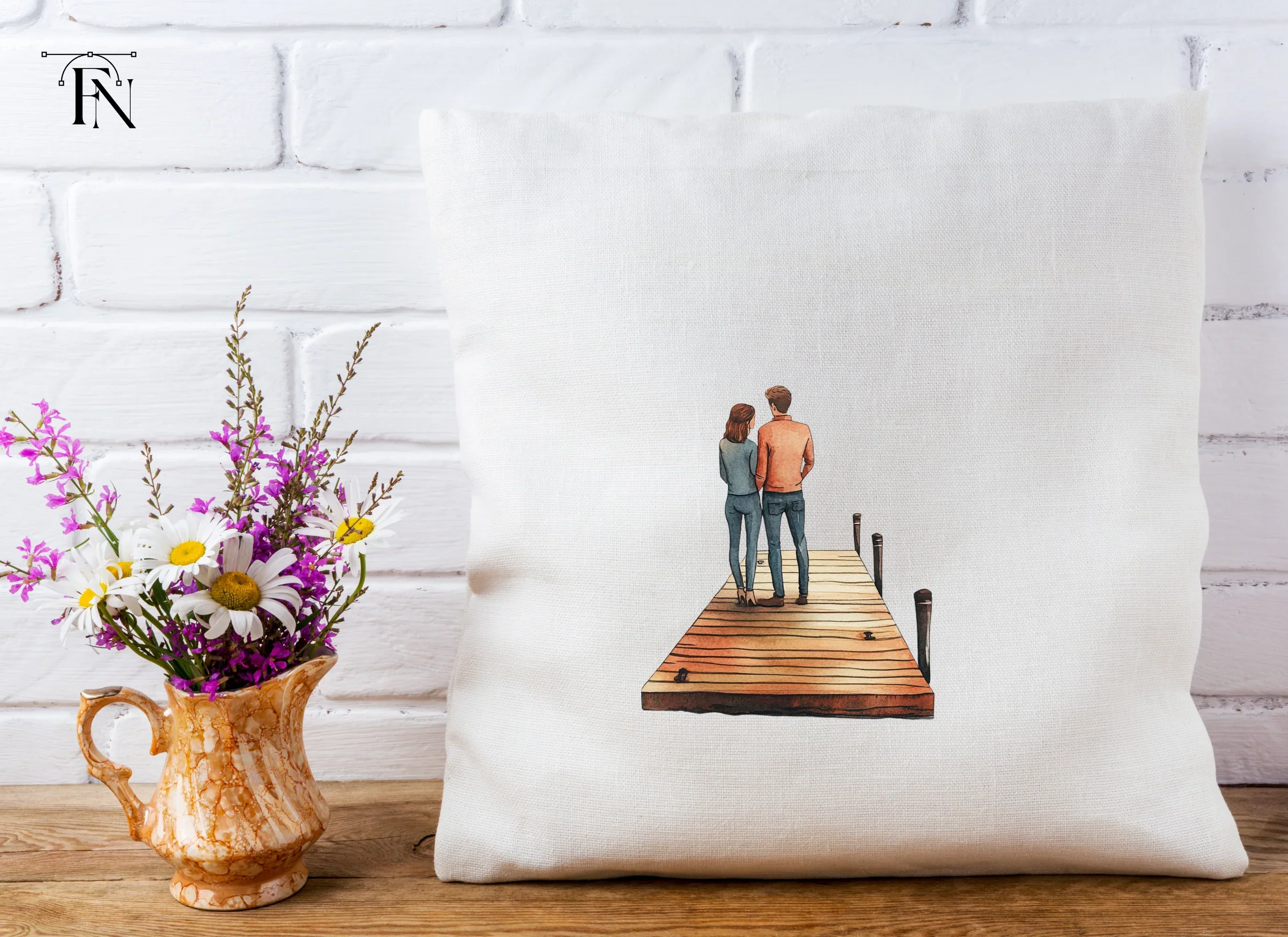 Romantic Couple on Dock Clipart Bundle - Image 3