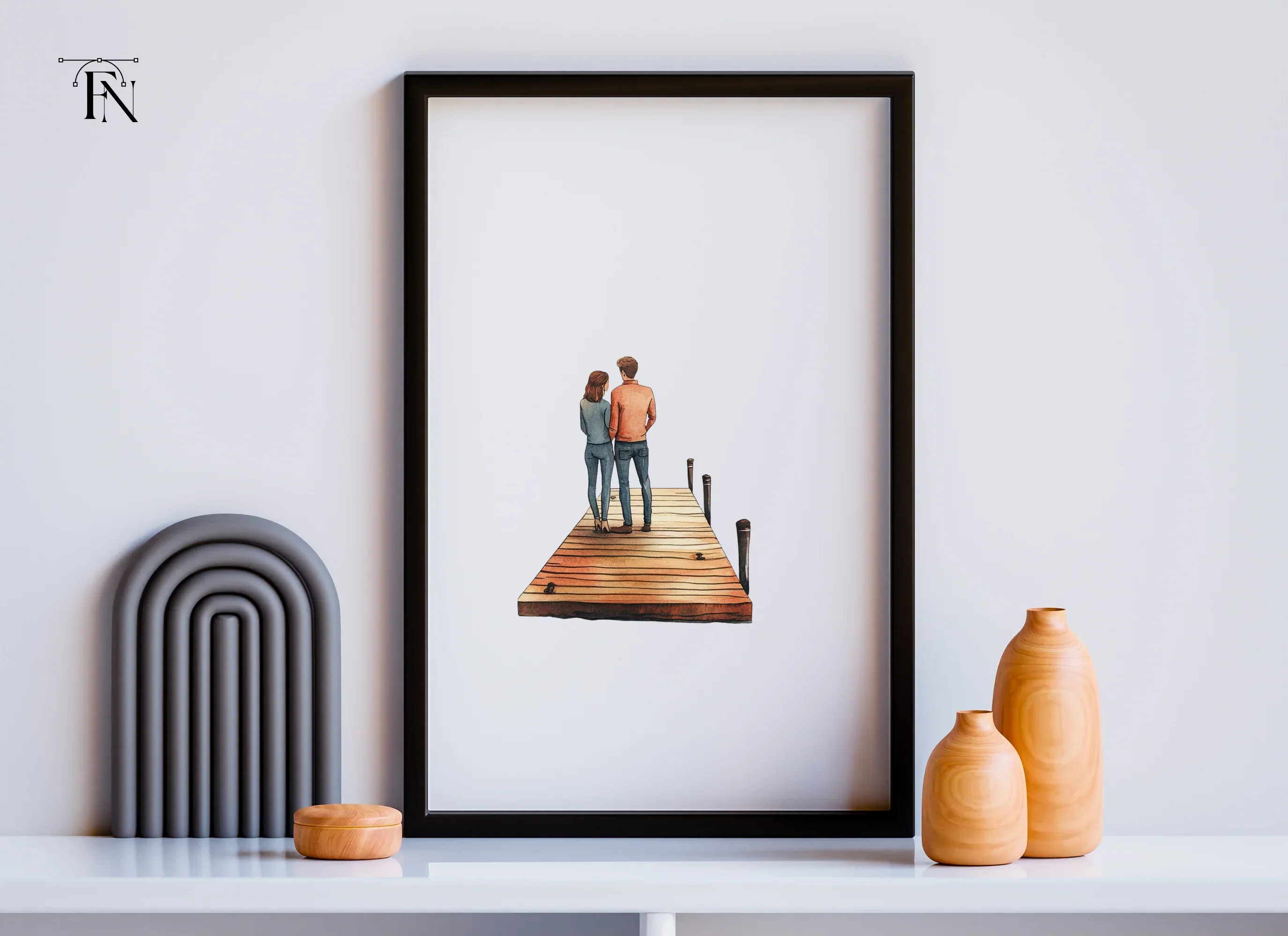 Romantic Couple on Dock Clipart Bundle - Image 4