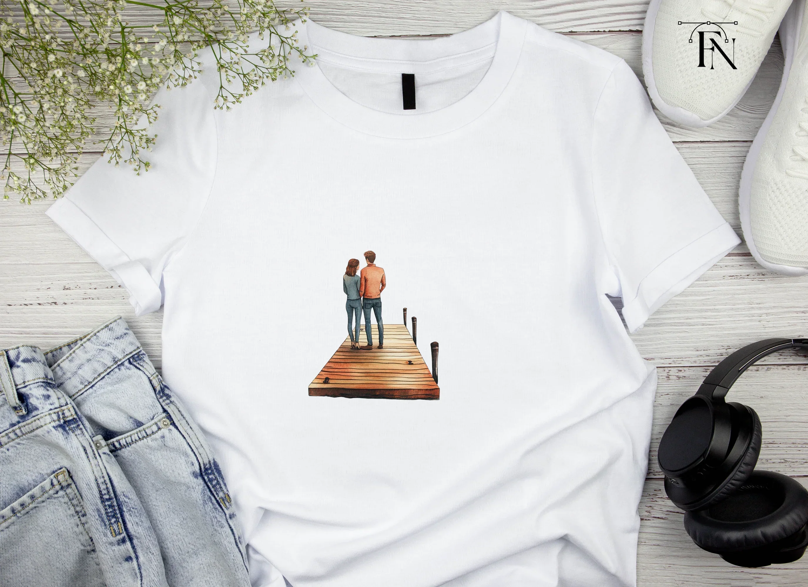 Romantic Couple on Dock Clipart Bundle - Image 6