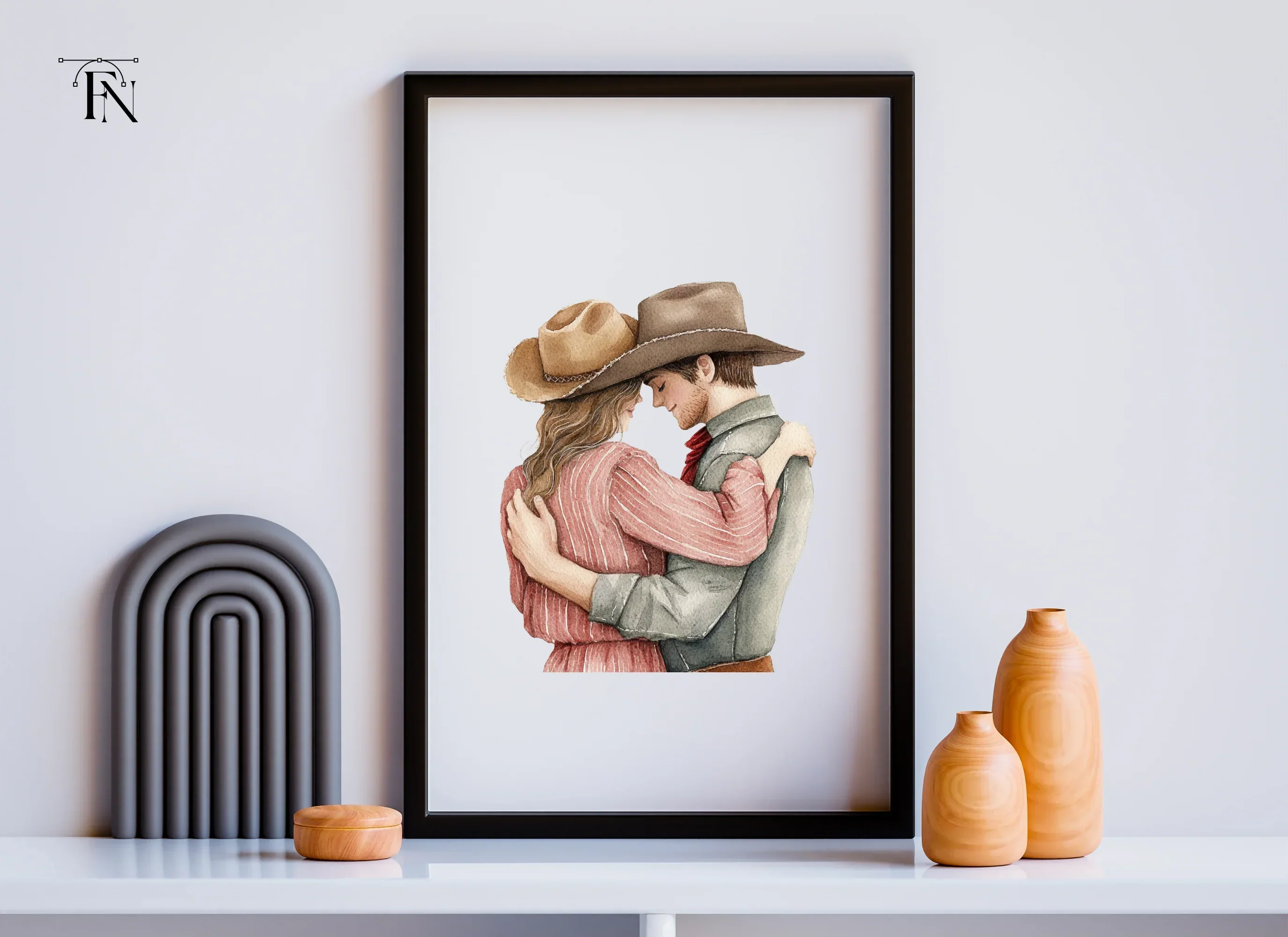 Romantic Cowboy Couple Clipart Bundle - Image 3