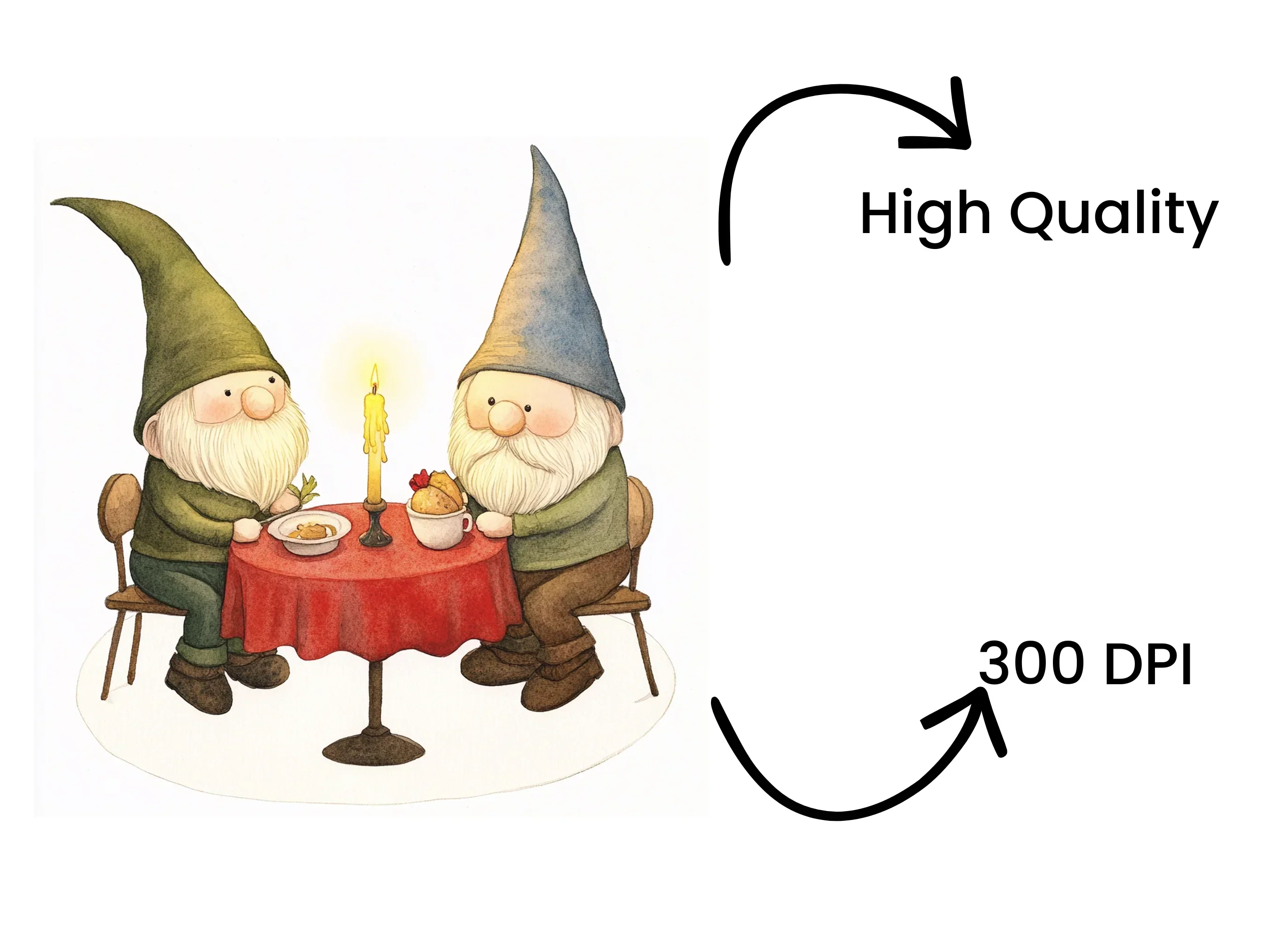 Romantic Gnome Couple Dinner Clipart Bundle - Image 4