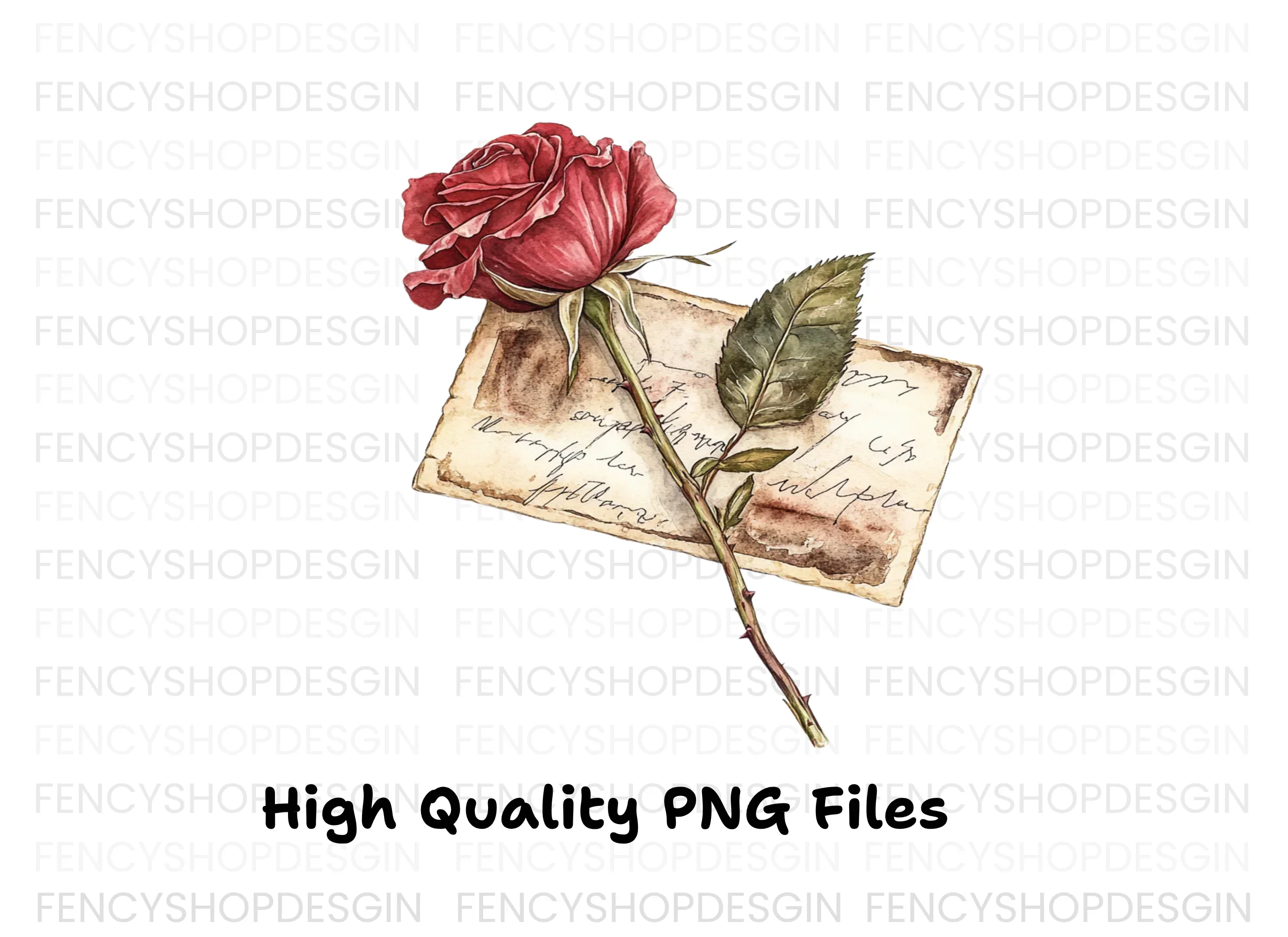 Romantic Red Roses Letters Clipart Bundle - Image 3