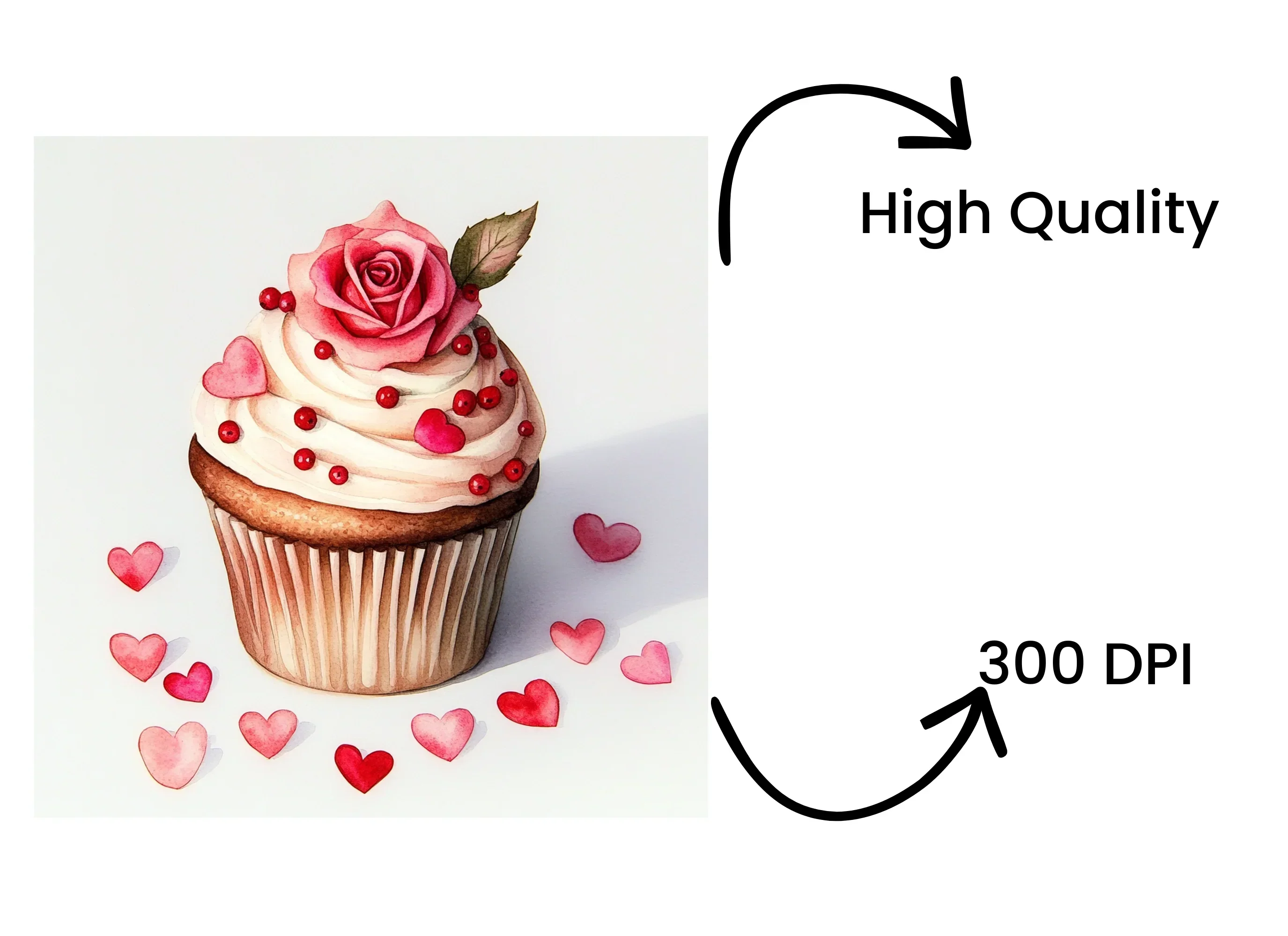 Romantic Rose Cupcake Clipart Bundle - Image 4