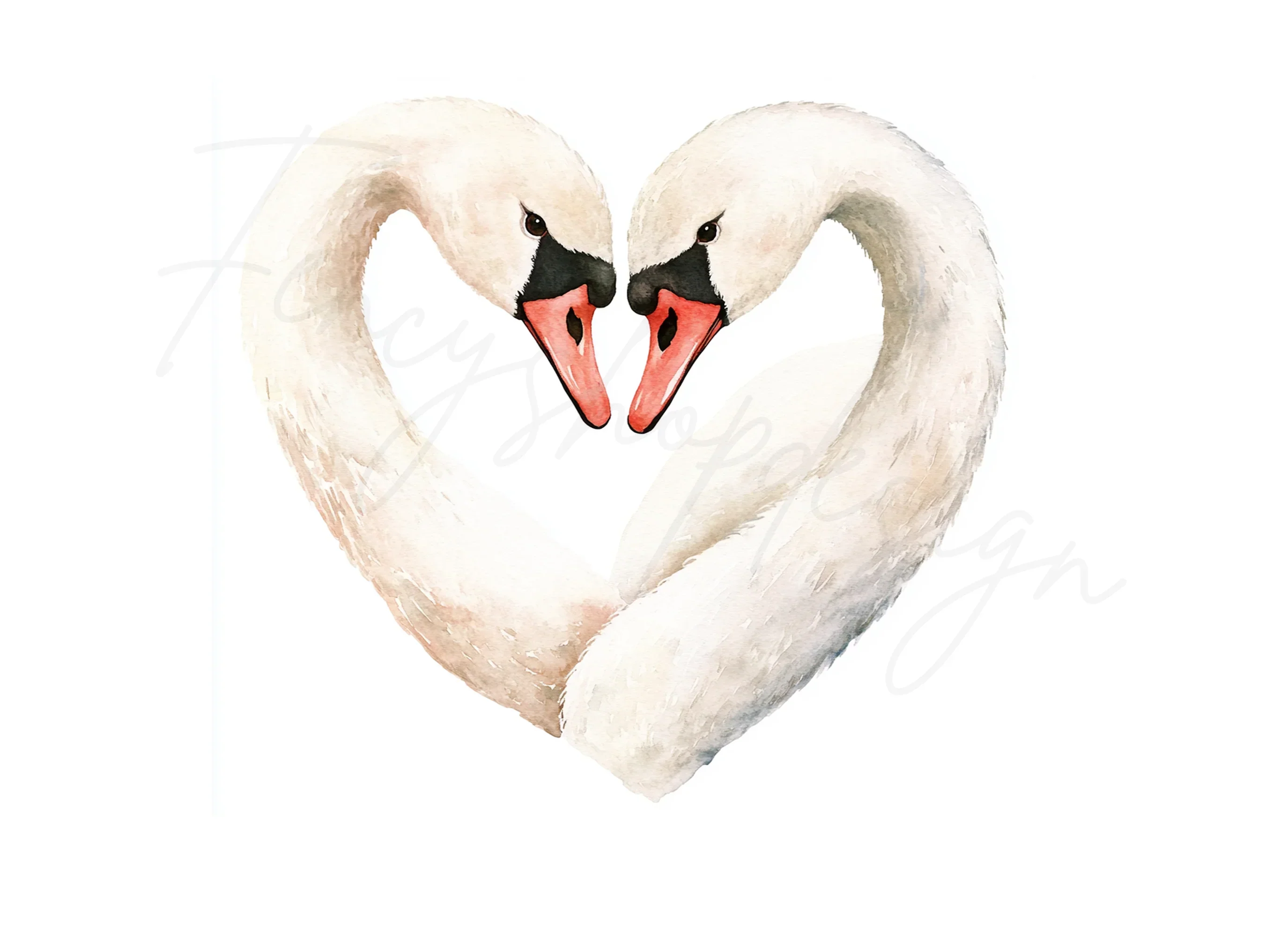 Romantic Swan Heart Clipart Bundle - Image 3