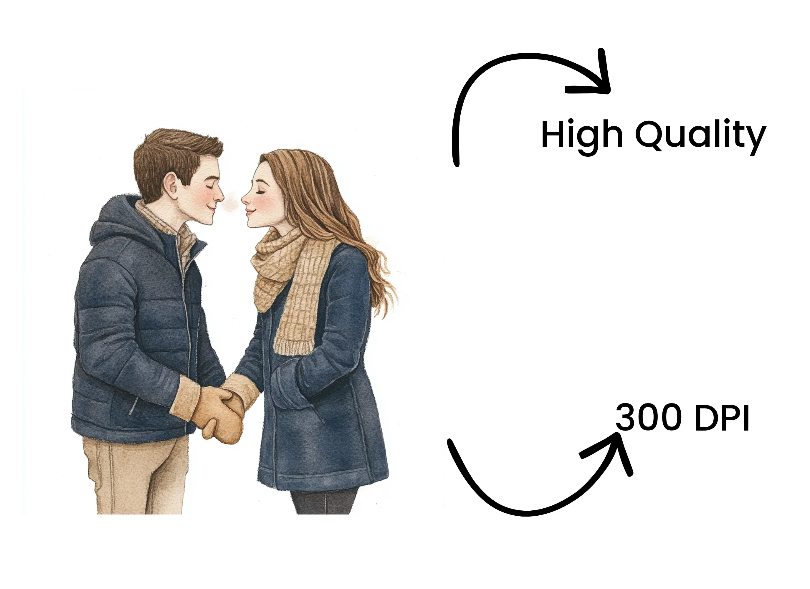 Romantic Winter Couple Kissing Clipart Bundle - Image 4