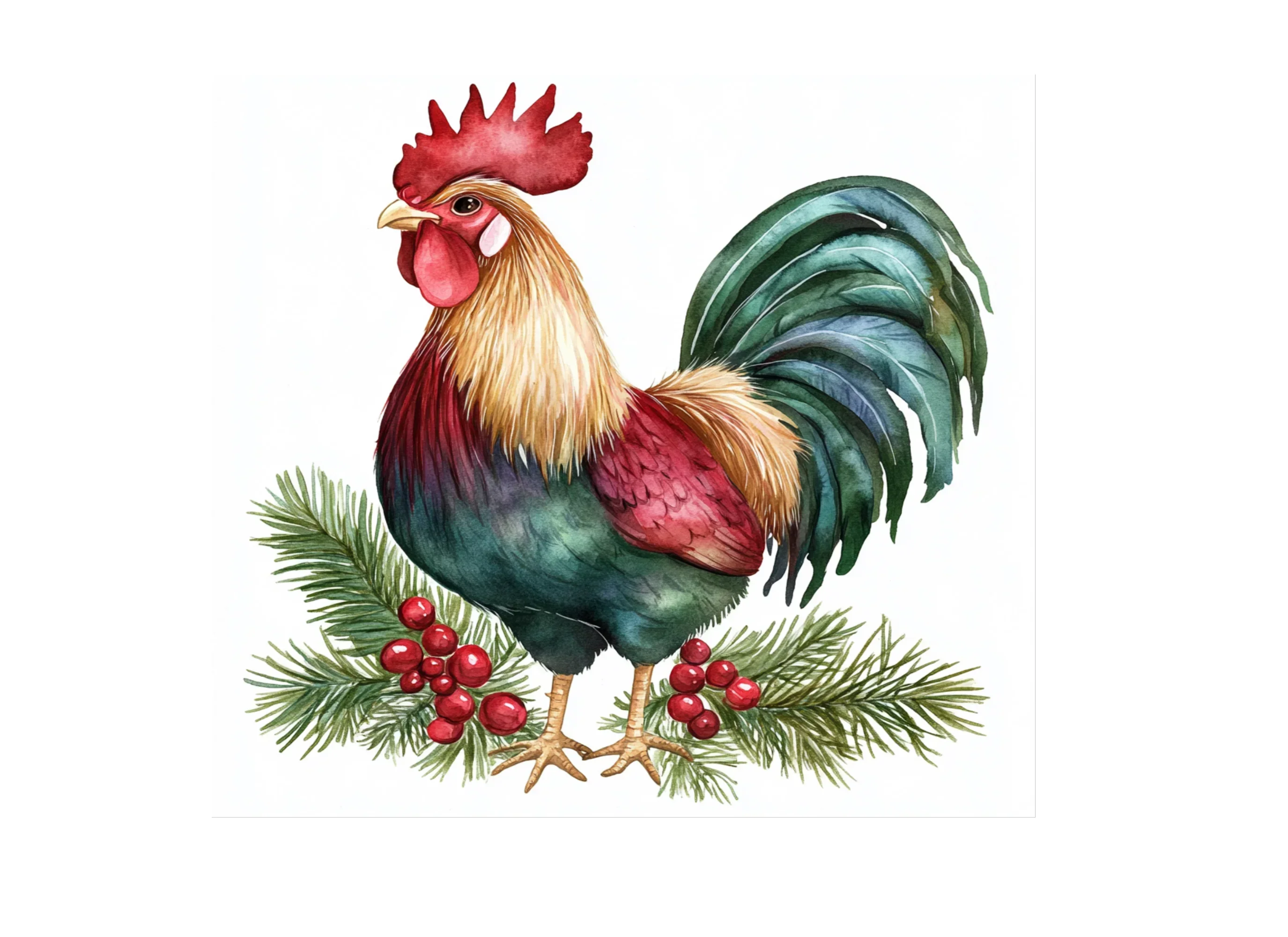 Rooster Christmas Clipart Bundle - Image 3