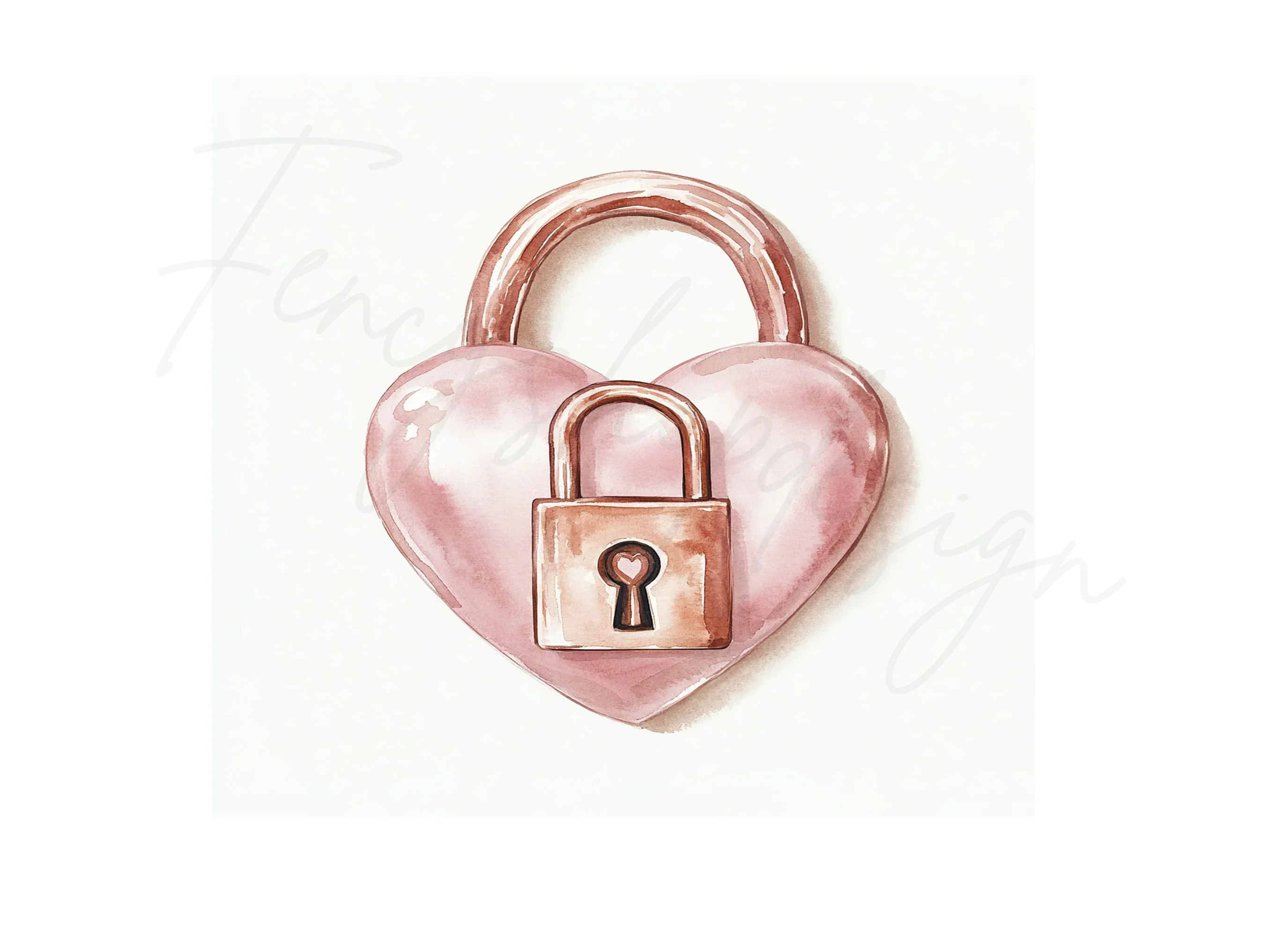 Rose Gold Heart Padlock Clipart Bundle - Image 2