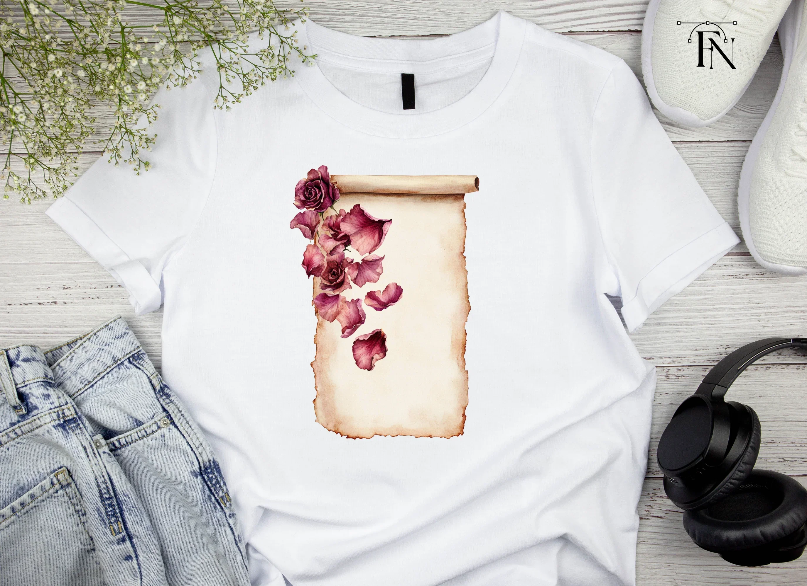 Rose Petals and Scrolls Clipart Bundle - Image 5