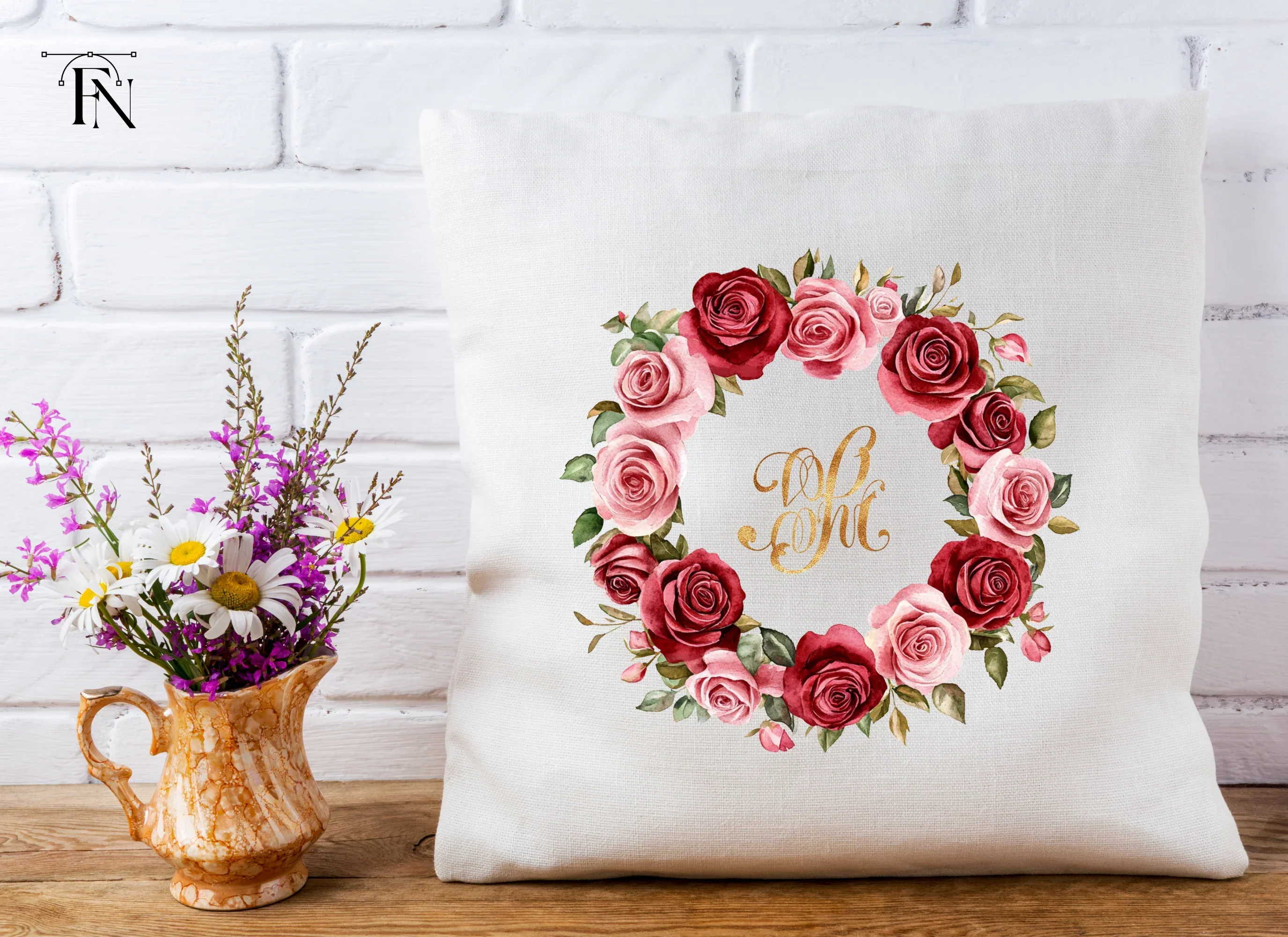 Rose Wreaths Monogram Clipart Bundle - Image 4