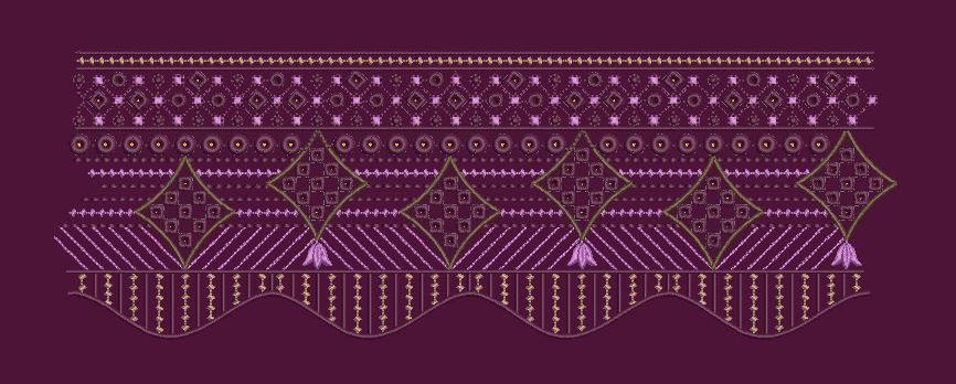 Royal Plum Diamond Lattice Border Embroidery Design