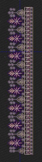 Royal Purple Buta Tree Border Black & Purple Gold Embroidery Design
