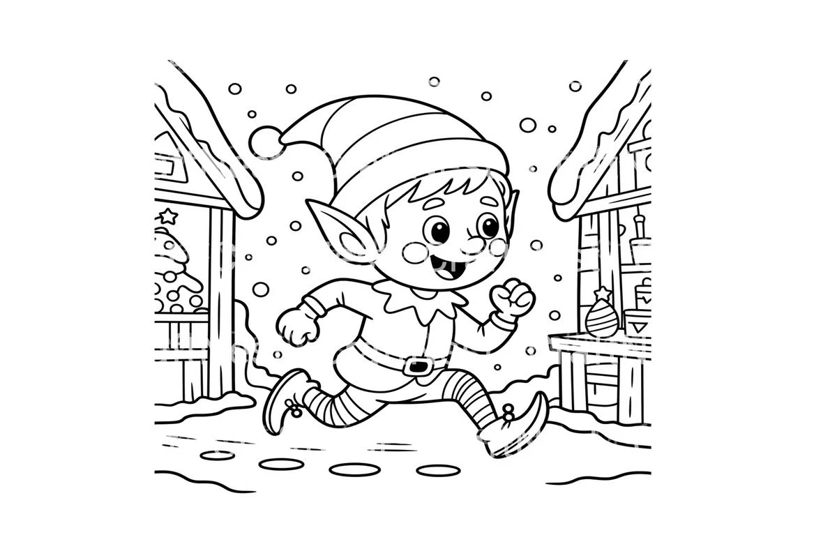 Running Christmas Elf Fun Coloring Books - Image 2